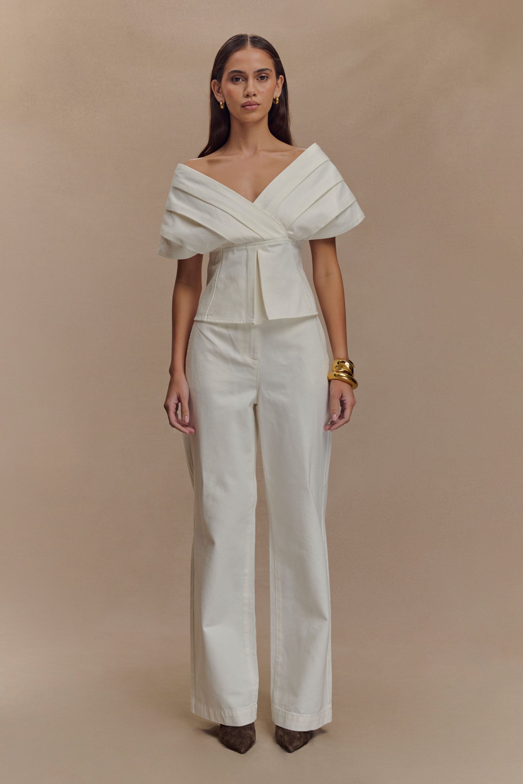 Rayne Wide Leg Denim Jeans - White - Image 6