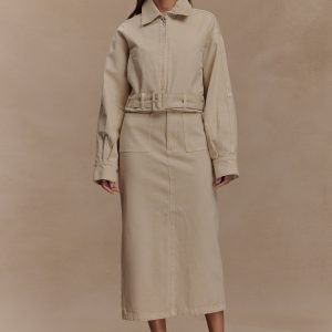 Fallon Denim Midi Skirt - Stone Wash