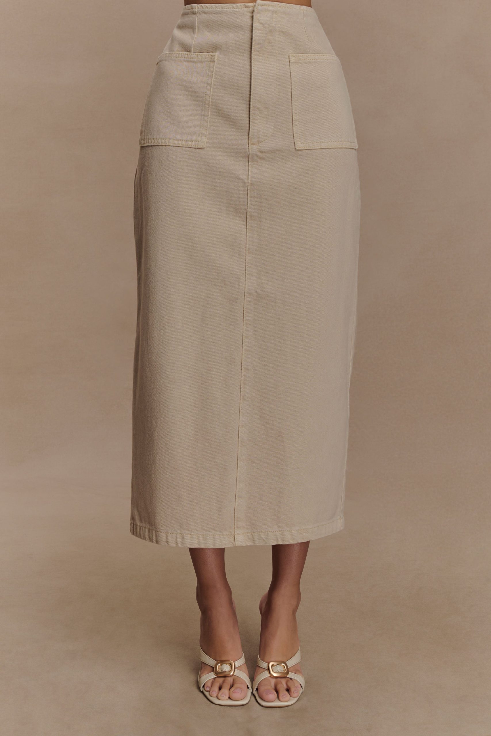 Fallon Denim Midi Skirt - Stone Wash - Image 2