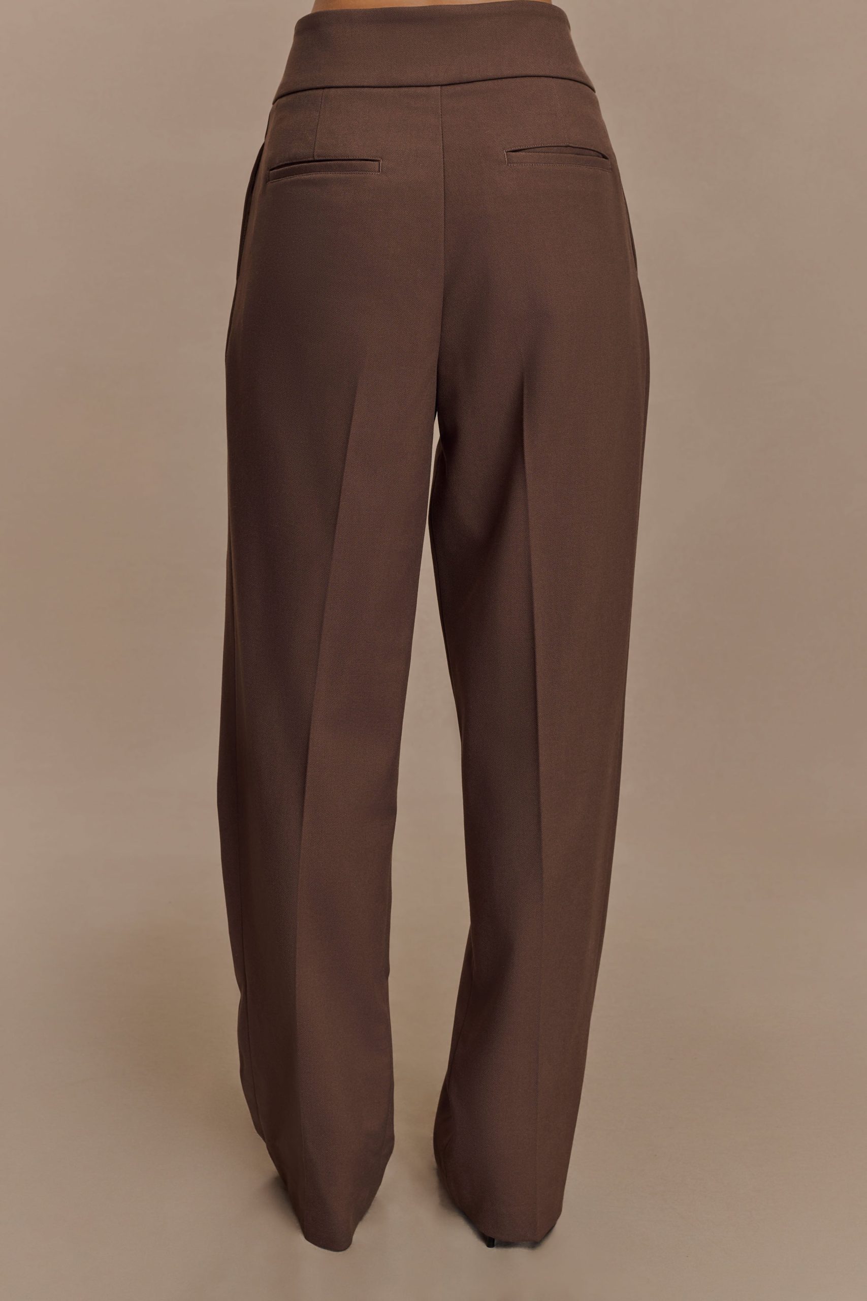 Penelope Pleated High Waisted Pants - Chocolate - Image 2