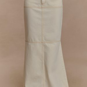 Loretta Denim Maxi Skirt - Ecru