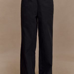 Campbell Cotton Wide Leg Pants - Black