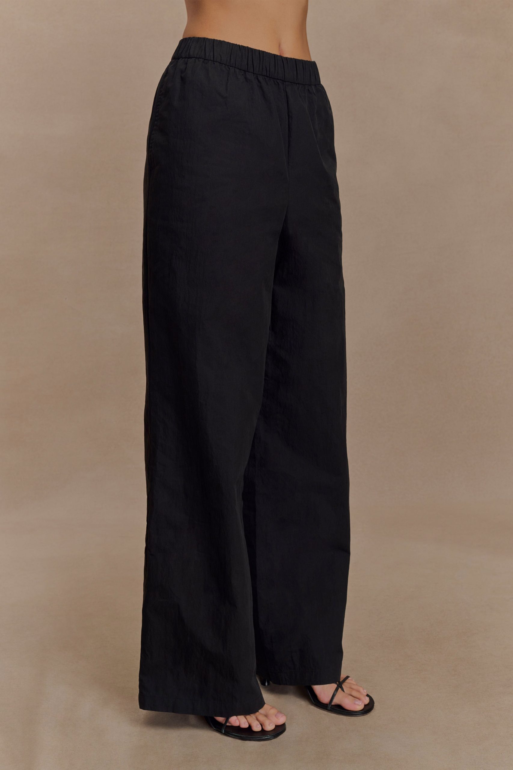 Campbell Cotton Wide Leg Pants - Black - Image 6