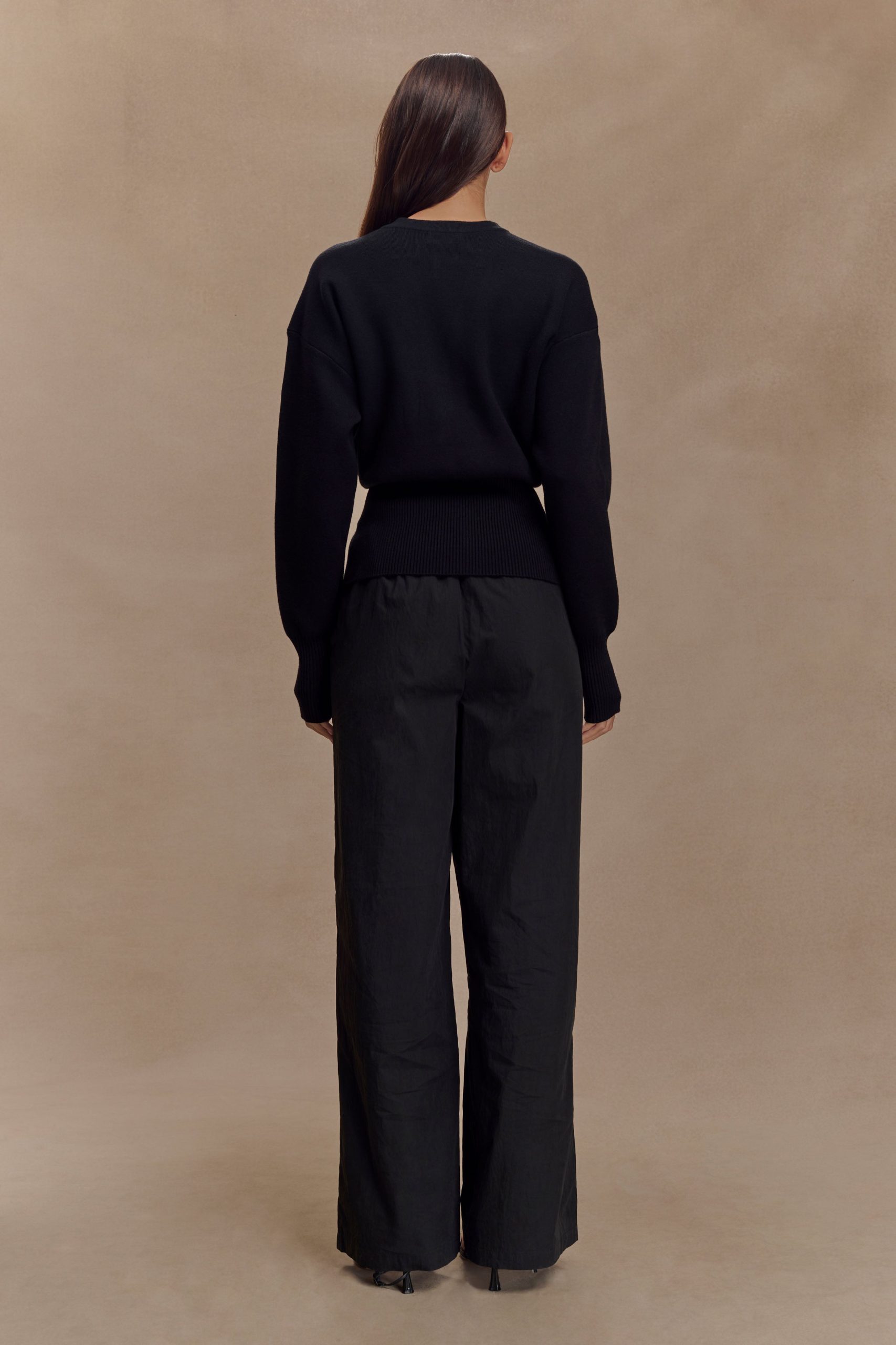 Campbell Cotton Wide Leg Pants - Black - Image 4
