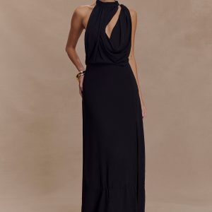Galia Cowl Neck Maxi Dress - Black