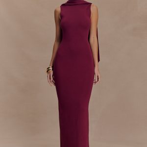Darby Knit Scarf Maxi Dress - Merlot
