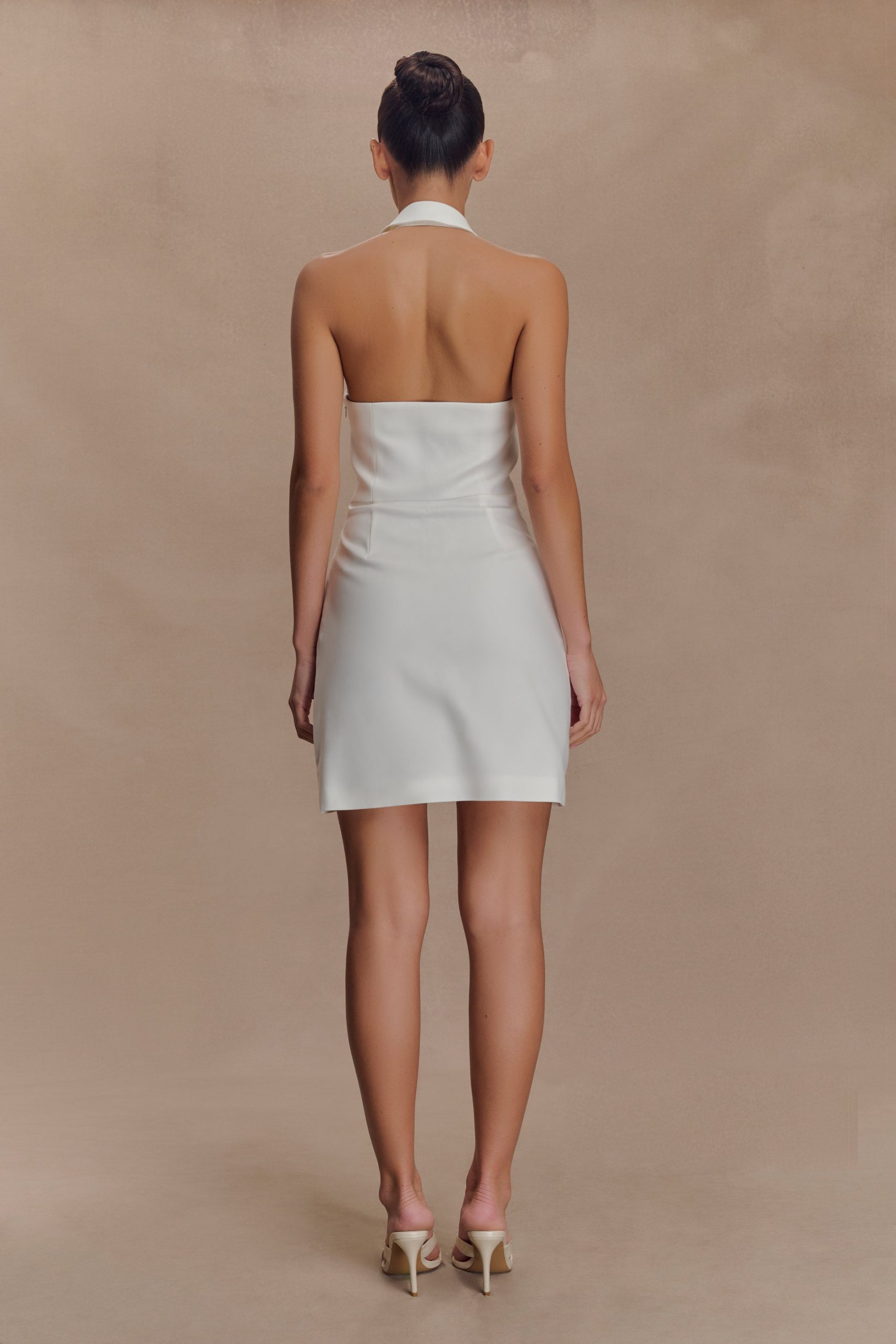 Ruth Cotton Halter Mini Dress - Ivory - Image 2