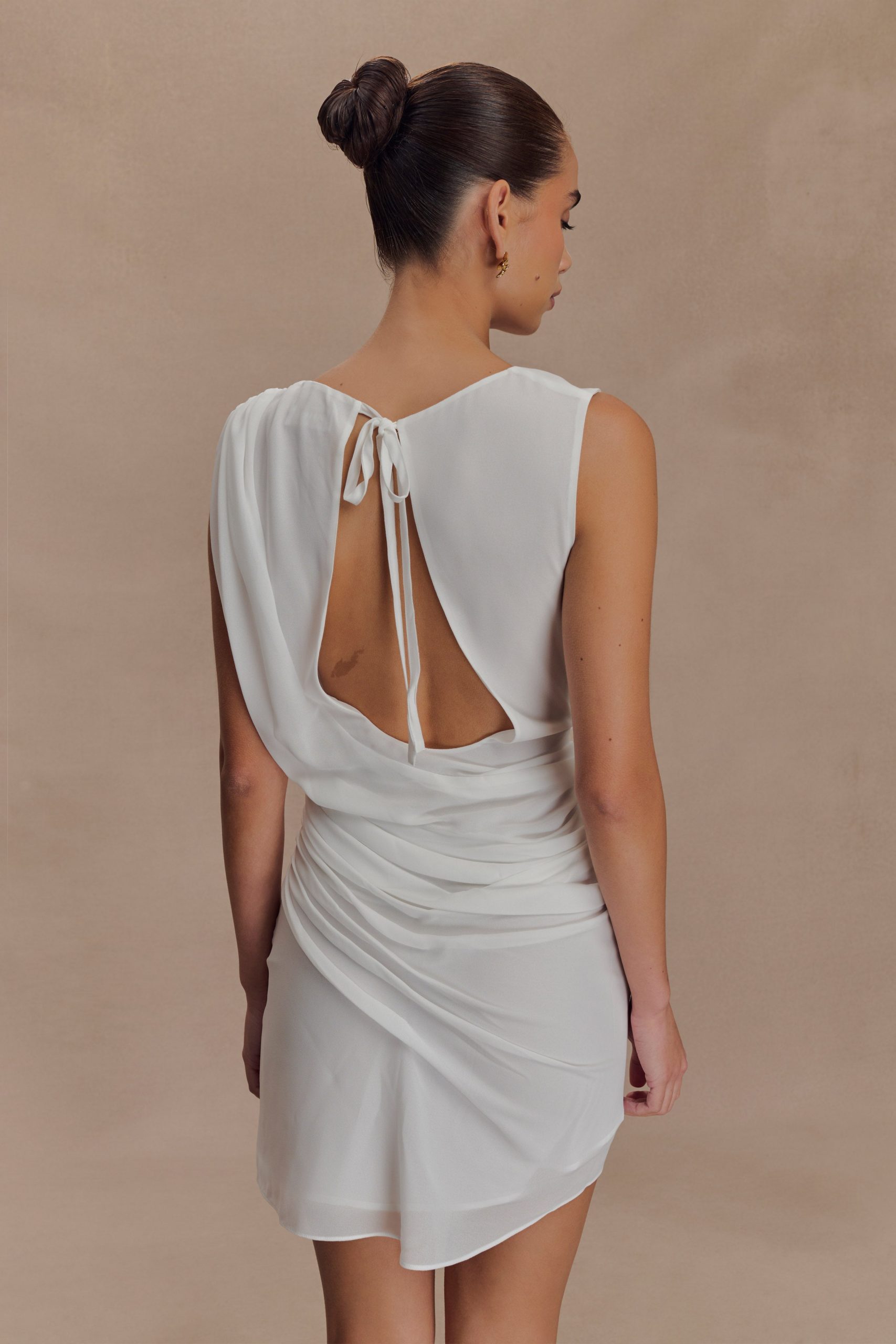 Oria Chiffon Mini Dress - White - Image 2