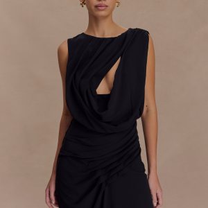 Oria Chiffon Mini Dress - Black