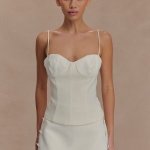 Jaime Spaghetti Strap Suiting Top - Ivory