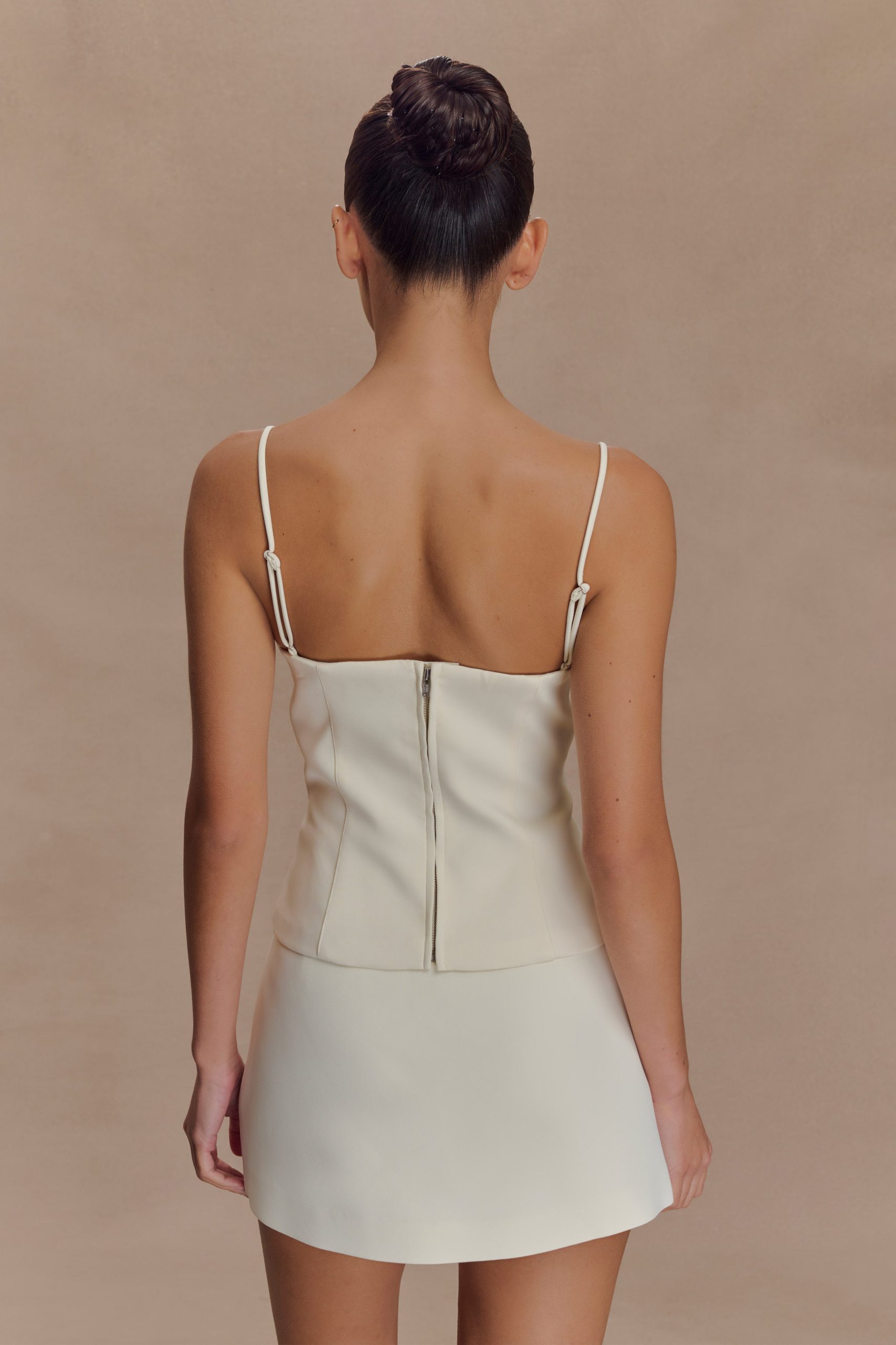 Jaime Spaghetti Strap Suiting Top - Ivory - Image 2