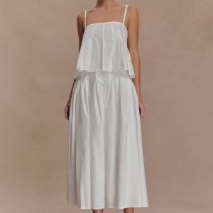 Mae A-Line Midi Skirt - White