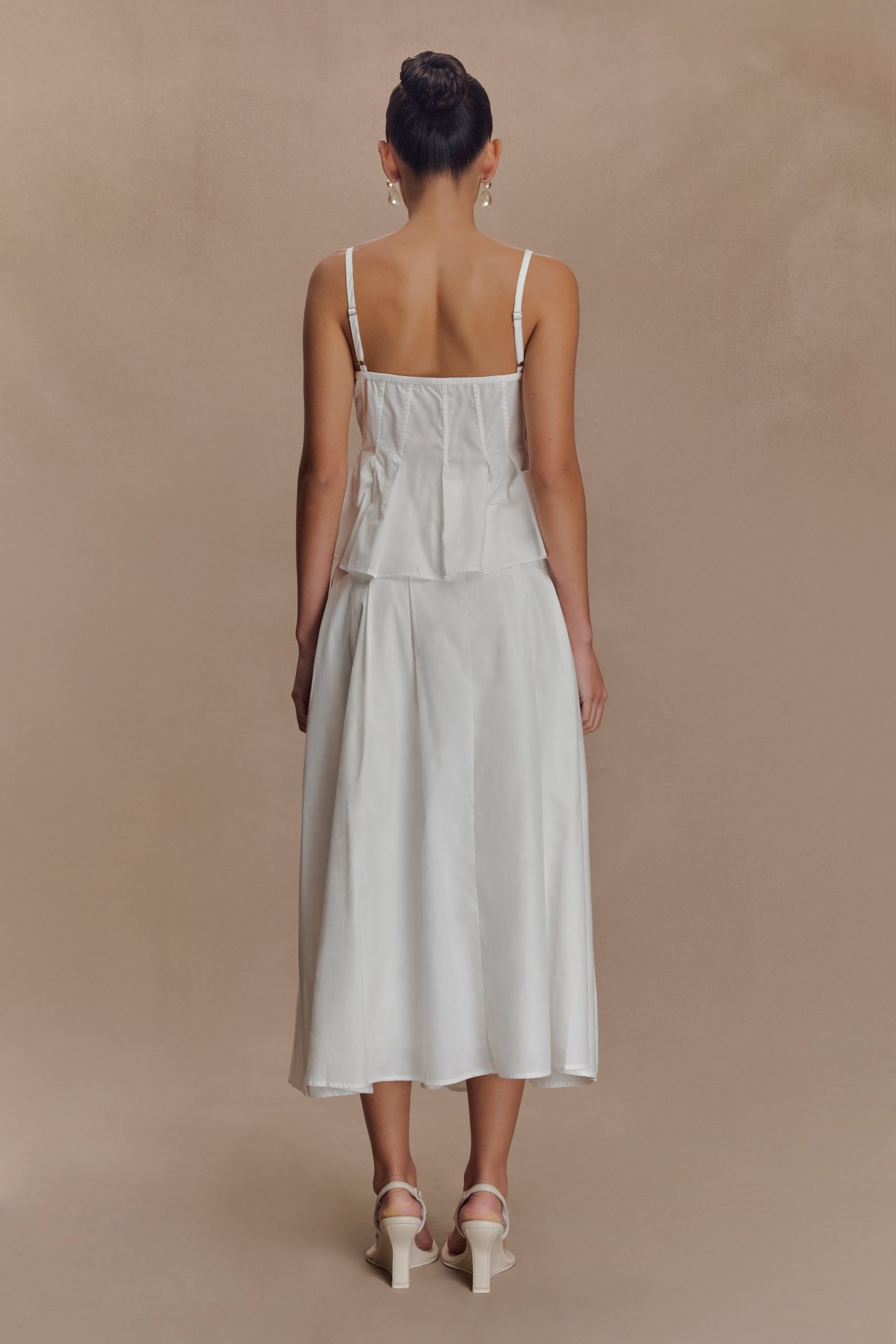 Mae A-Line Midi Skirt - White - Image 2