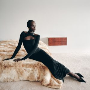Lyndon Long Sleeve Slinky Maxi Dress - Black