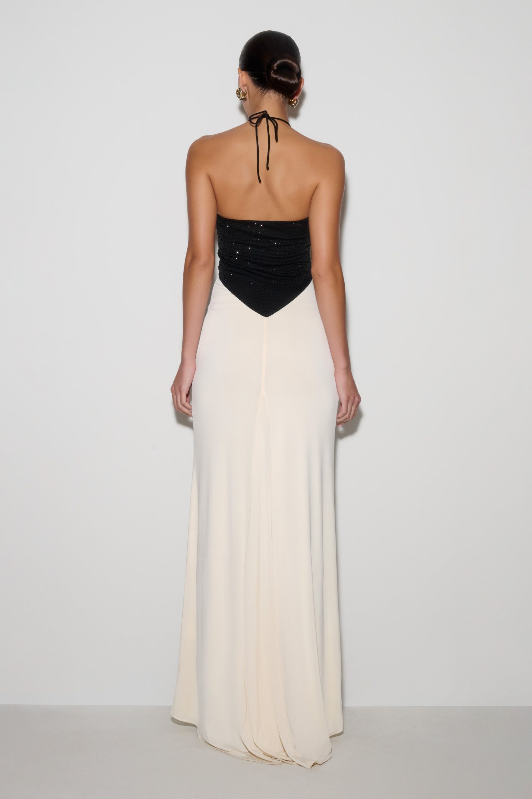 Hien Sequin Halter Maxi Dress - Black/Ivory - Image 2
