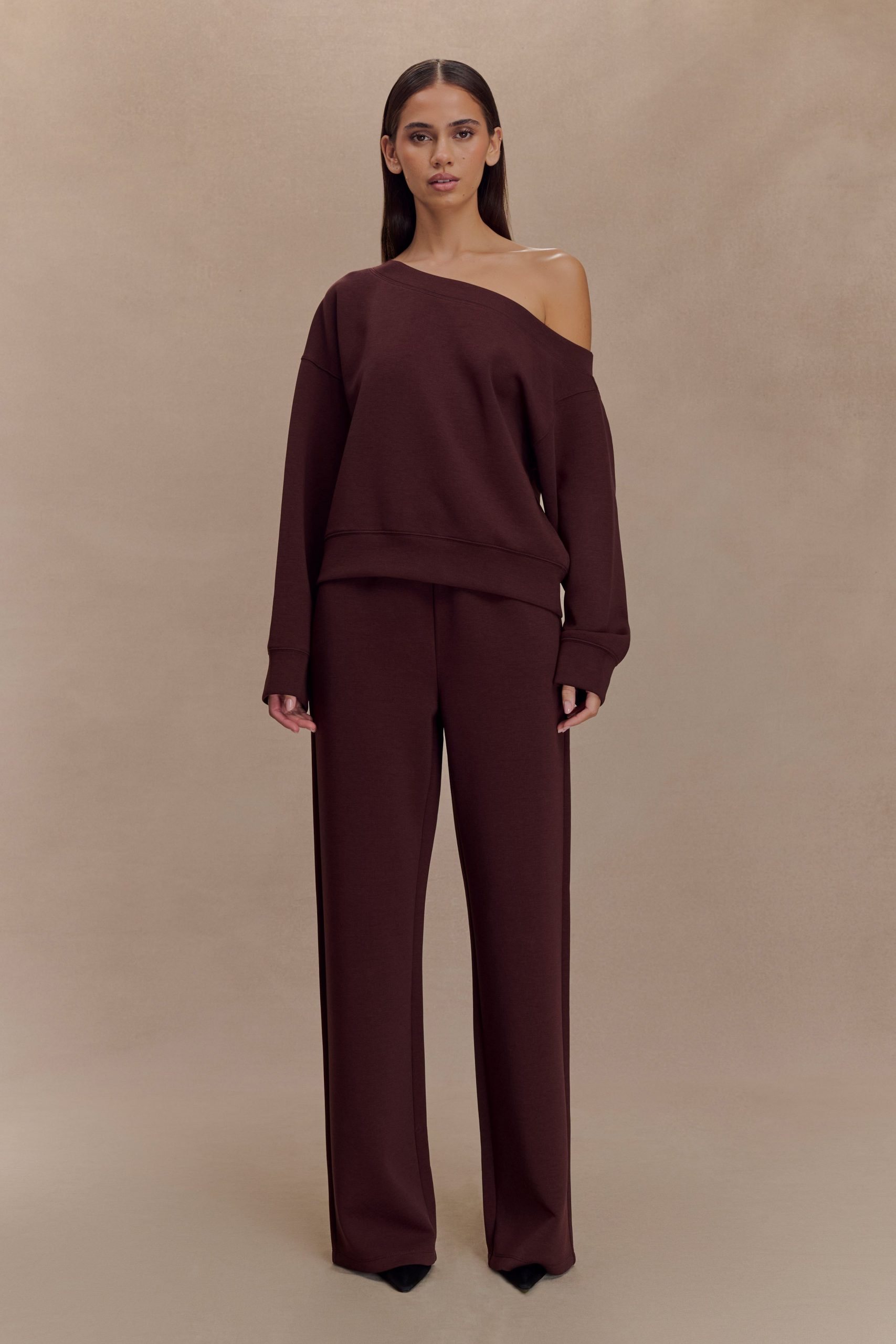 Aiden Slouchy Crew Jumper - Chocolate - Image 6