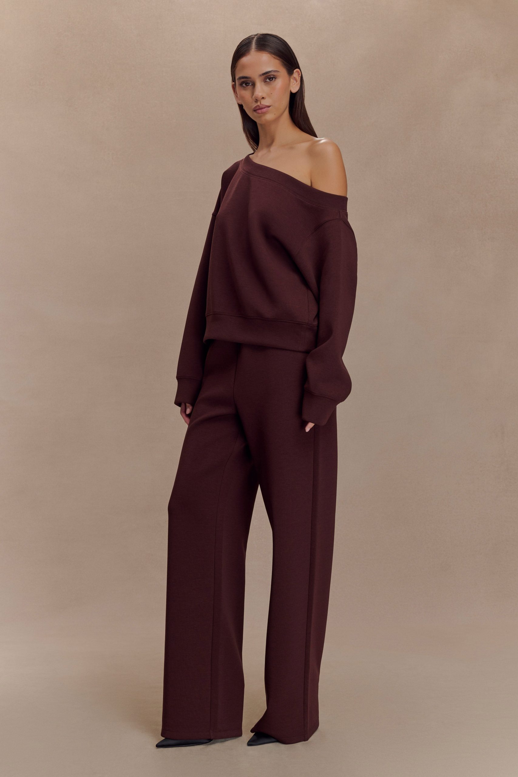 Aiden Slouchy Crew Jumper - Chocolate - Image 4