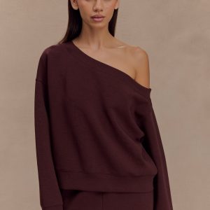 Aiden Slouchy Crew Jumper - Chocolate