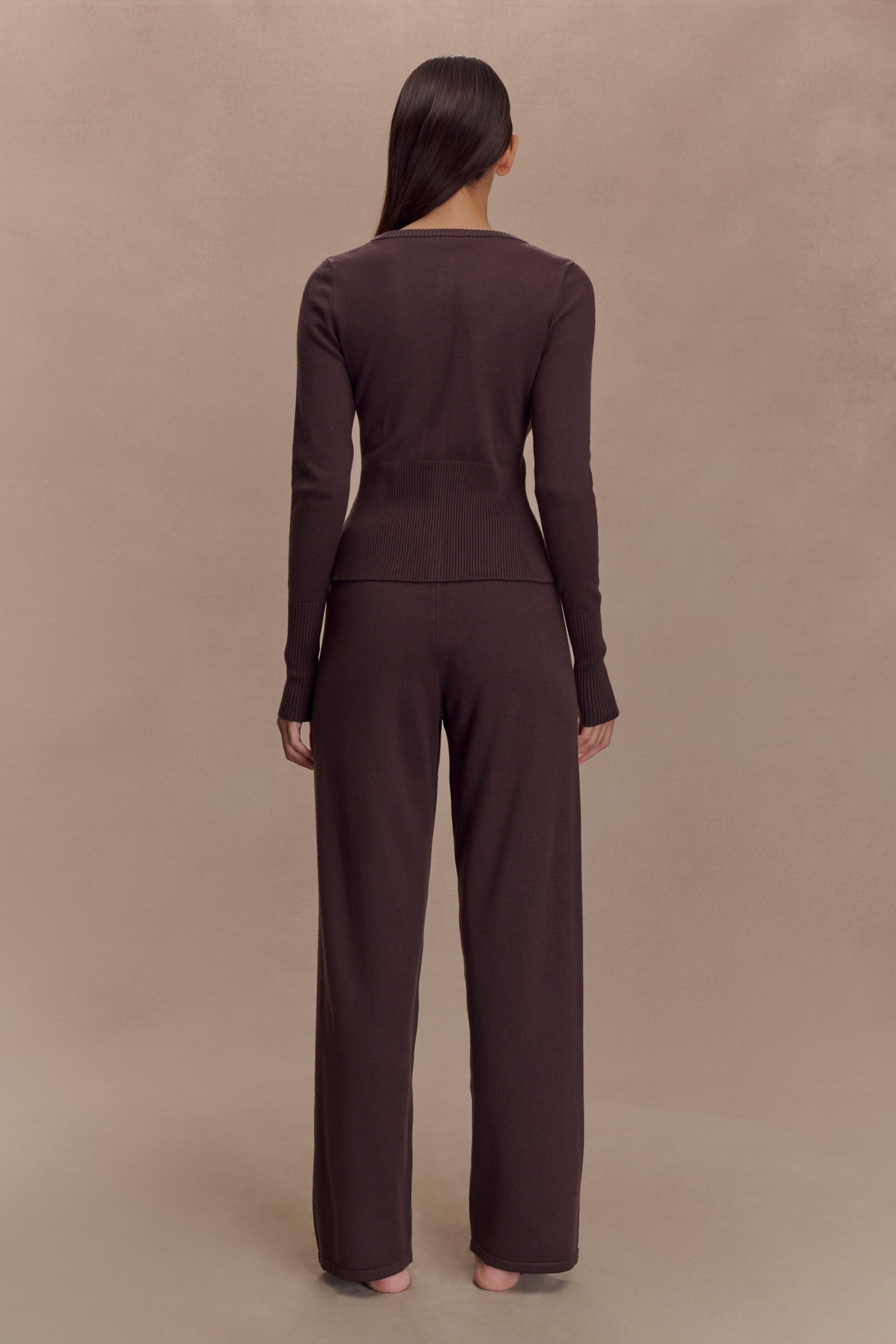 Reese Fitted Knit Cardigan - Dark Chocolate - Image 5
