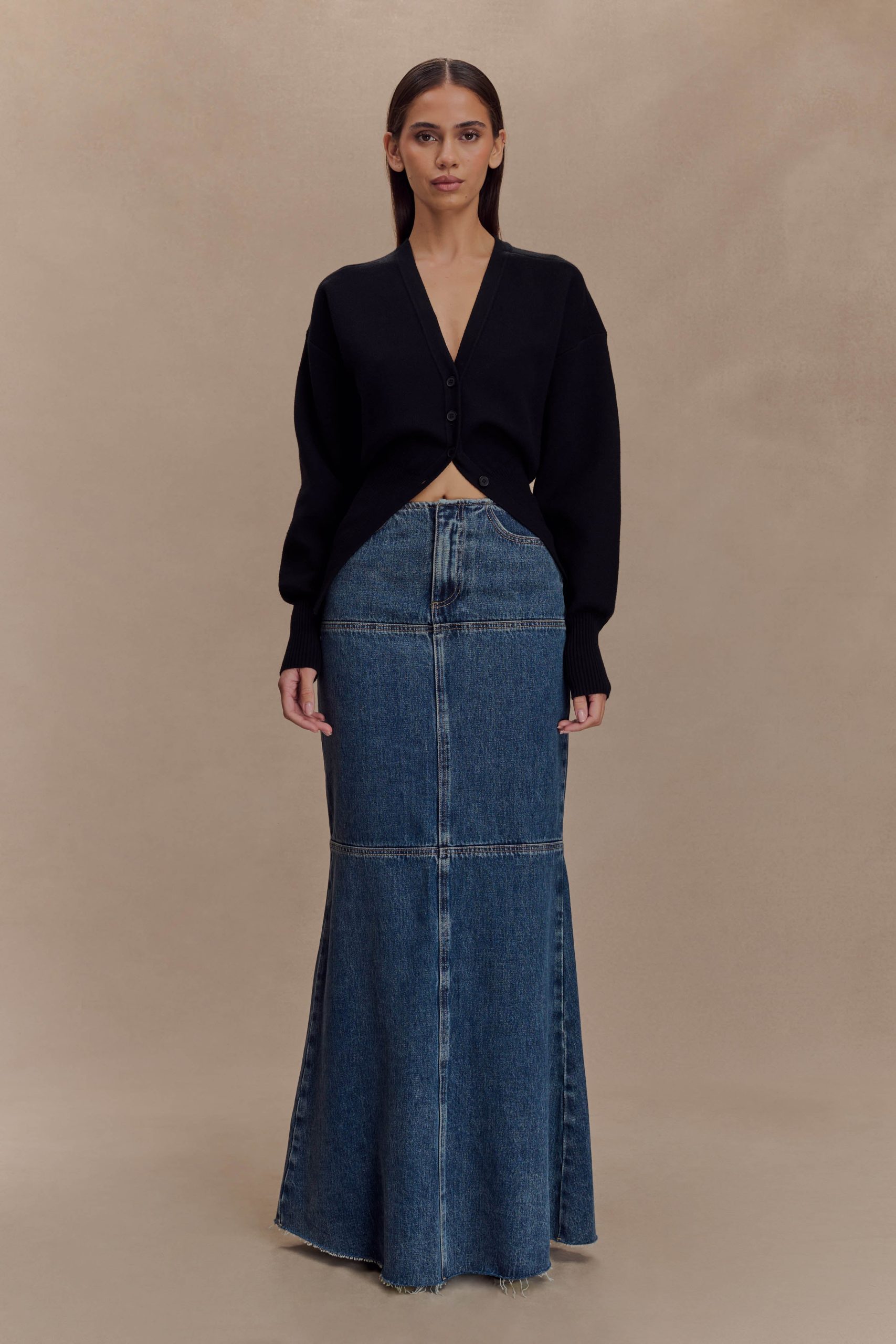Loretta Denim Maxi Skirt - Washed Dark Blue - Image 6