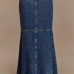 Loretta Denim Maxi Skirt - Washed Dark Blue