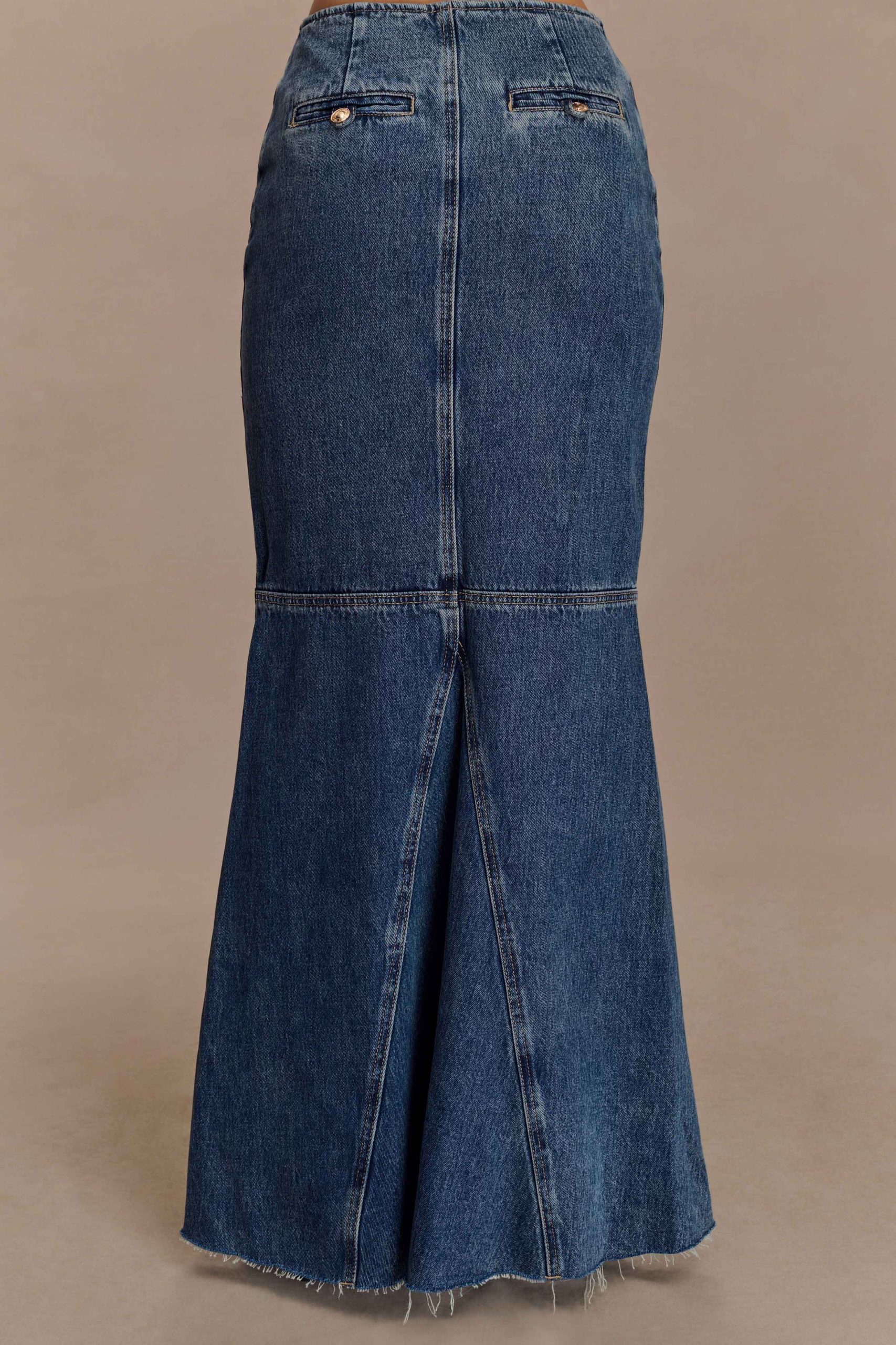 Loretta Denim Maxi Skirt - Washed Dark Blue - Image 2