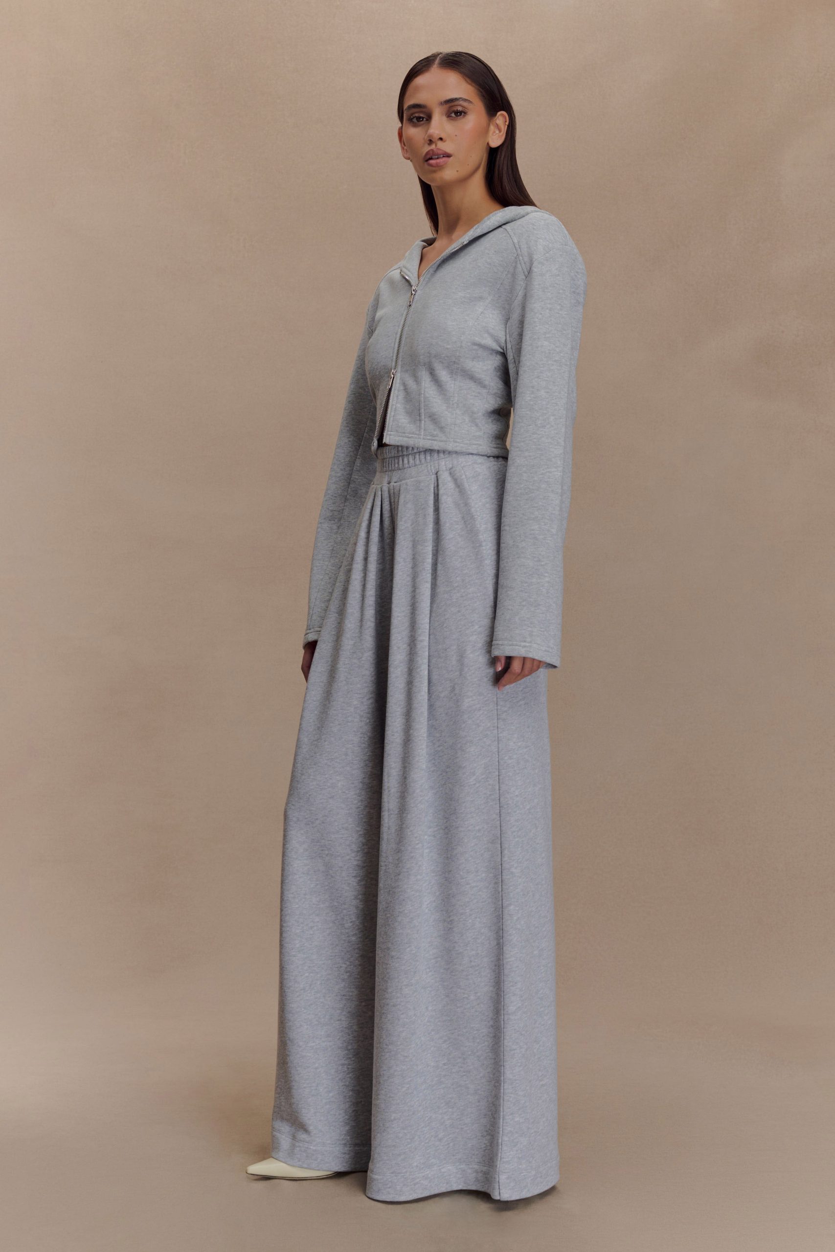 Quinn Zip Up Hoodie - Light Grey Marle - Image 4