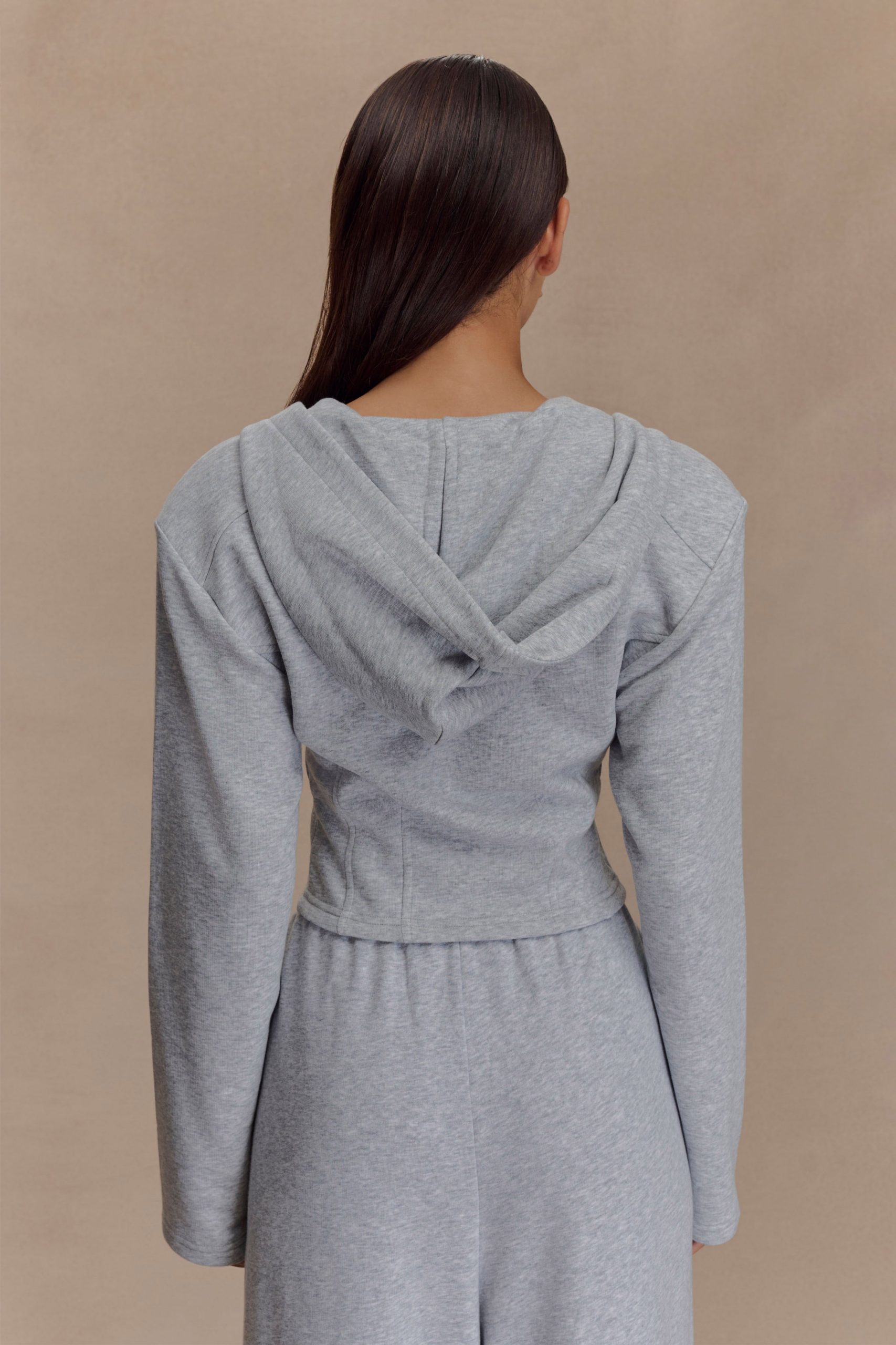 Quinn Zip Up Hoodie - Light Grey Marle - Image 2