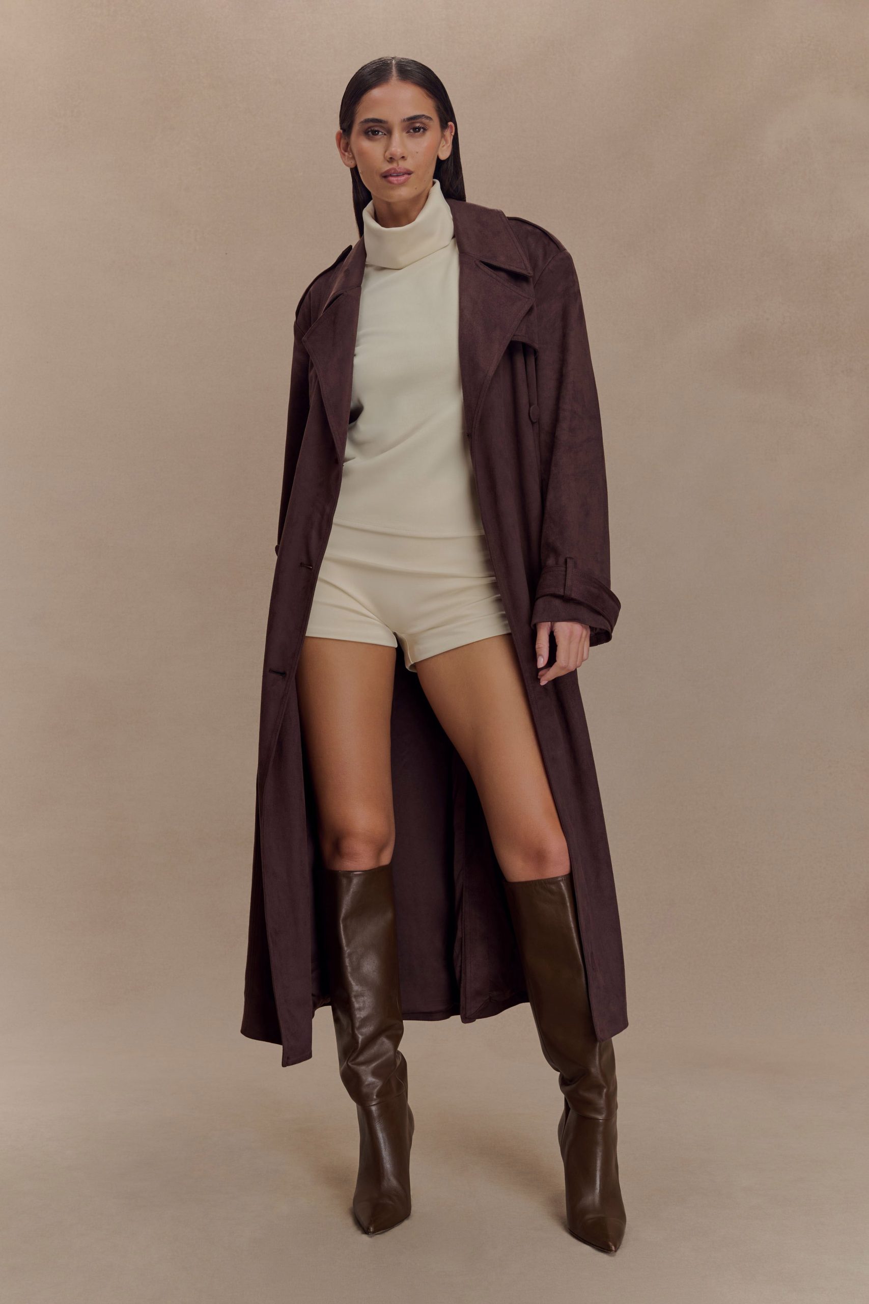 Marc Faux Suede Coat - Cocoa Chocolate - Image 4