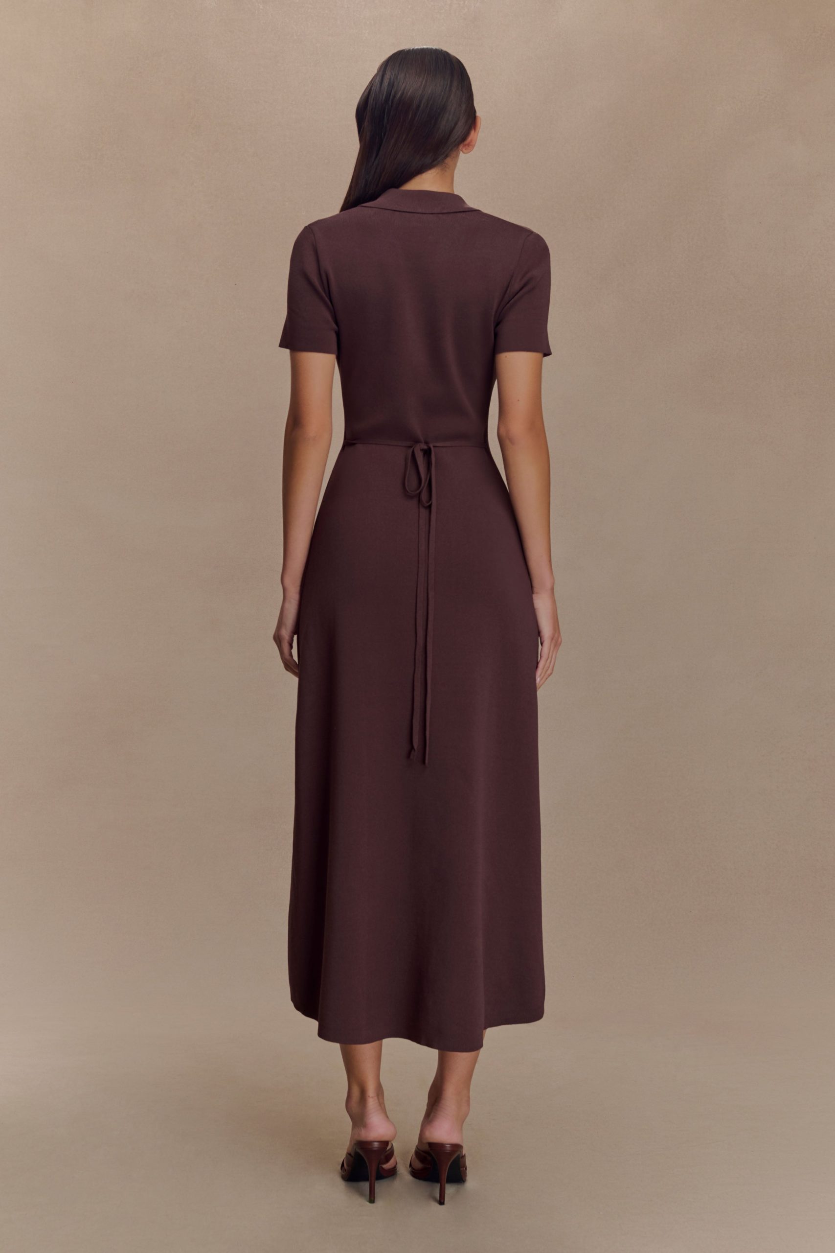 Pearson Short Sleeve Knit Midi Dress - Chocolate - Image 2