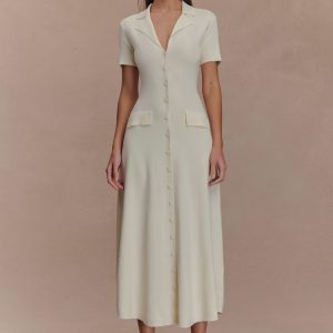 Pearson Short Sleeve Knit Midi Dress - Ivory
