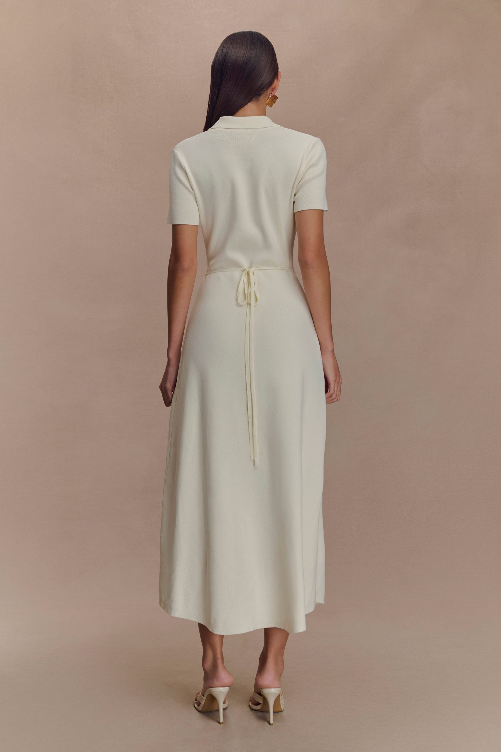 Pearson Short Sleeve Knit Midi Dress - Ivory - Image 2