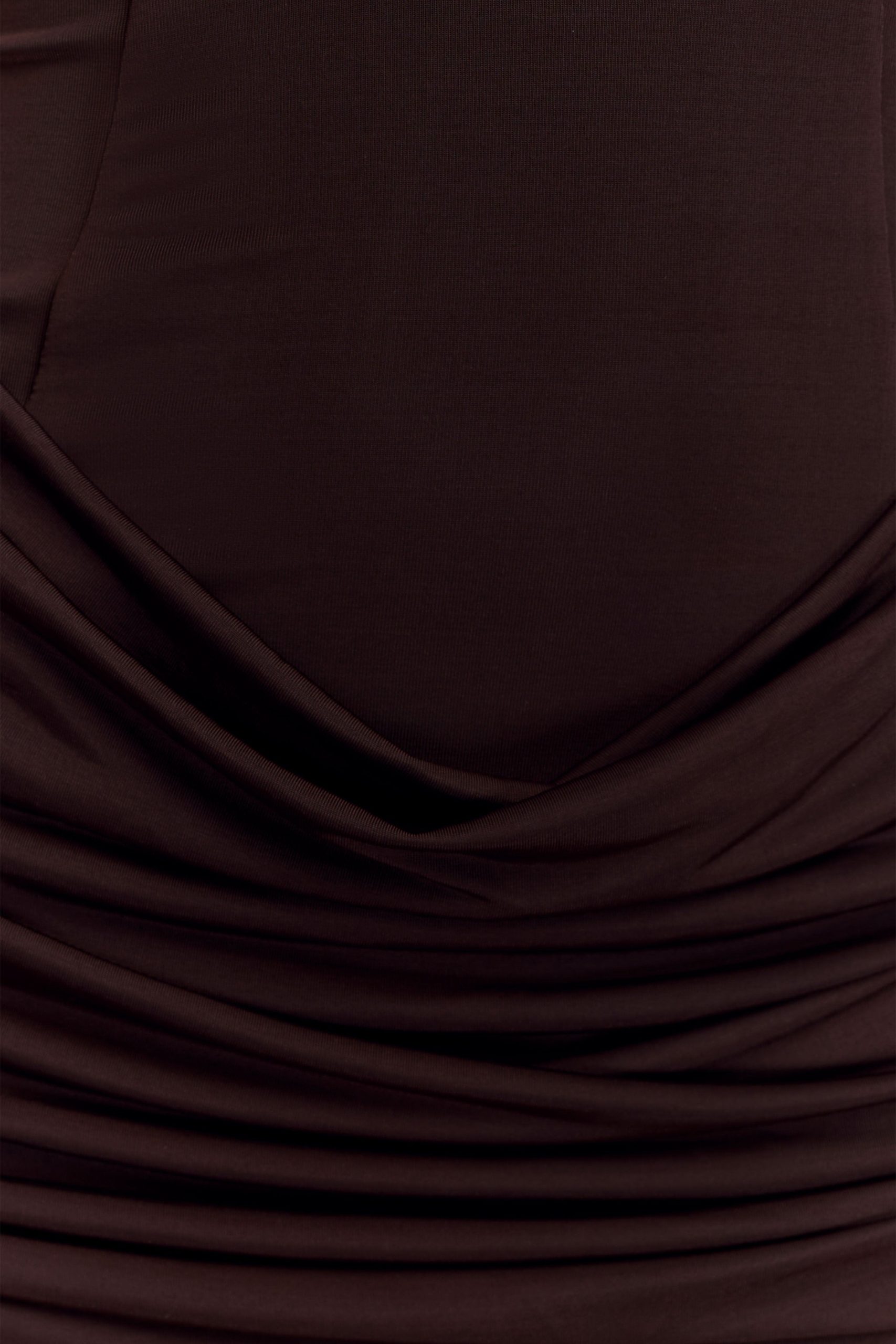 Mattea Slinky And Mesh Mini Dress With Scarf - Dark Chocolate - Image 4