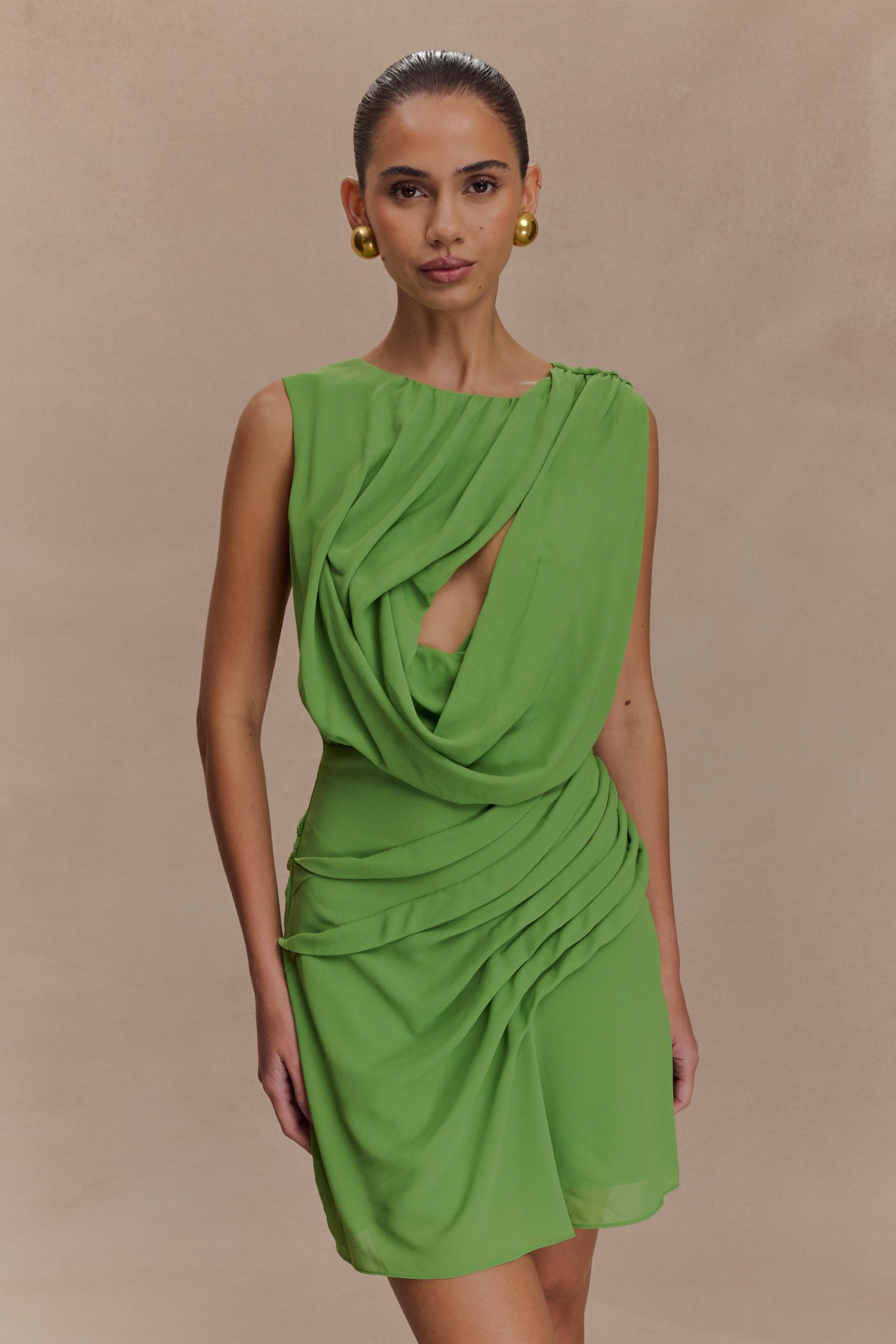 Oria Chiffon Mini Dress - Green
