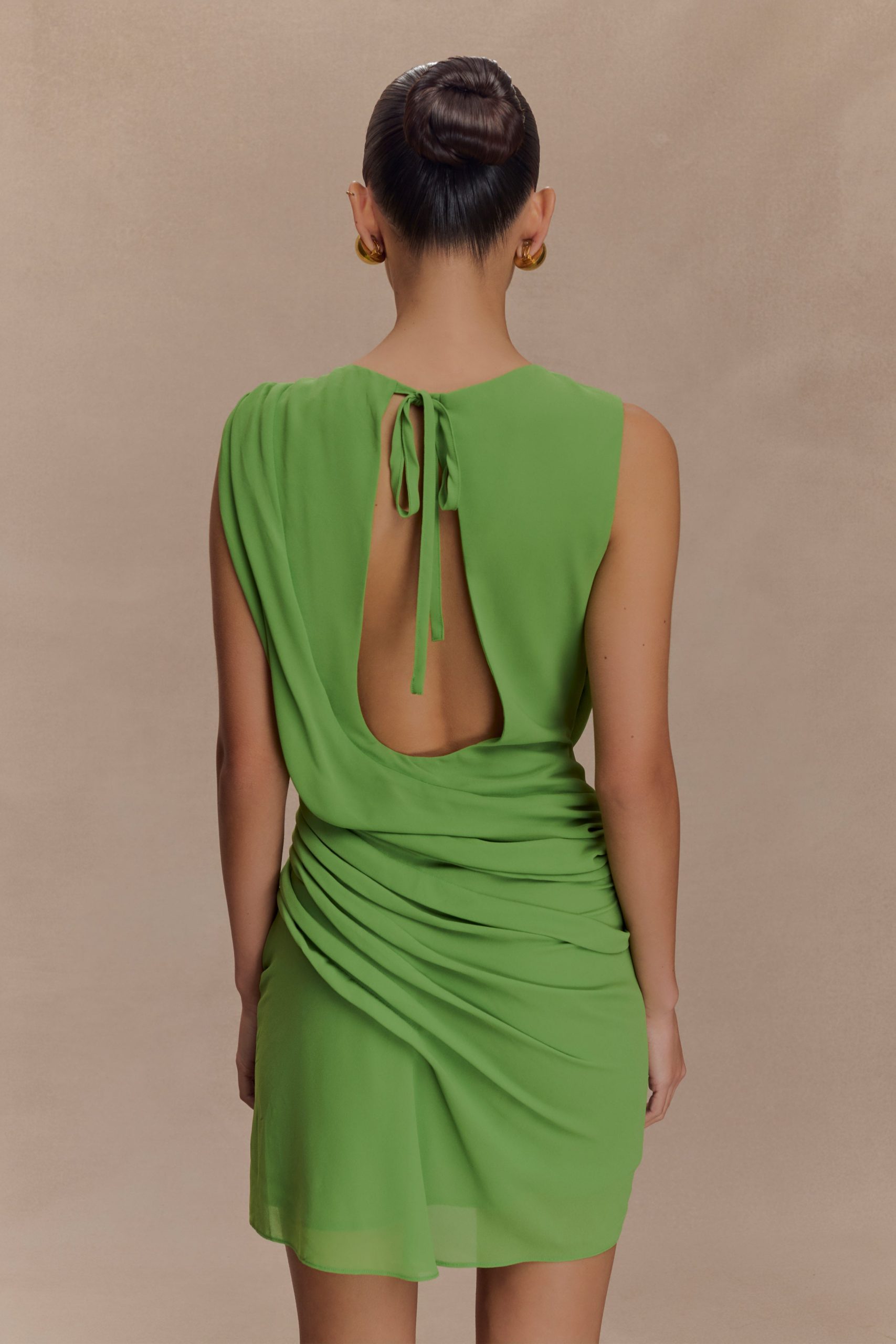 Oria Chiffon Mini Dress - Green - Image 2
