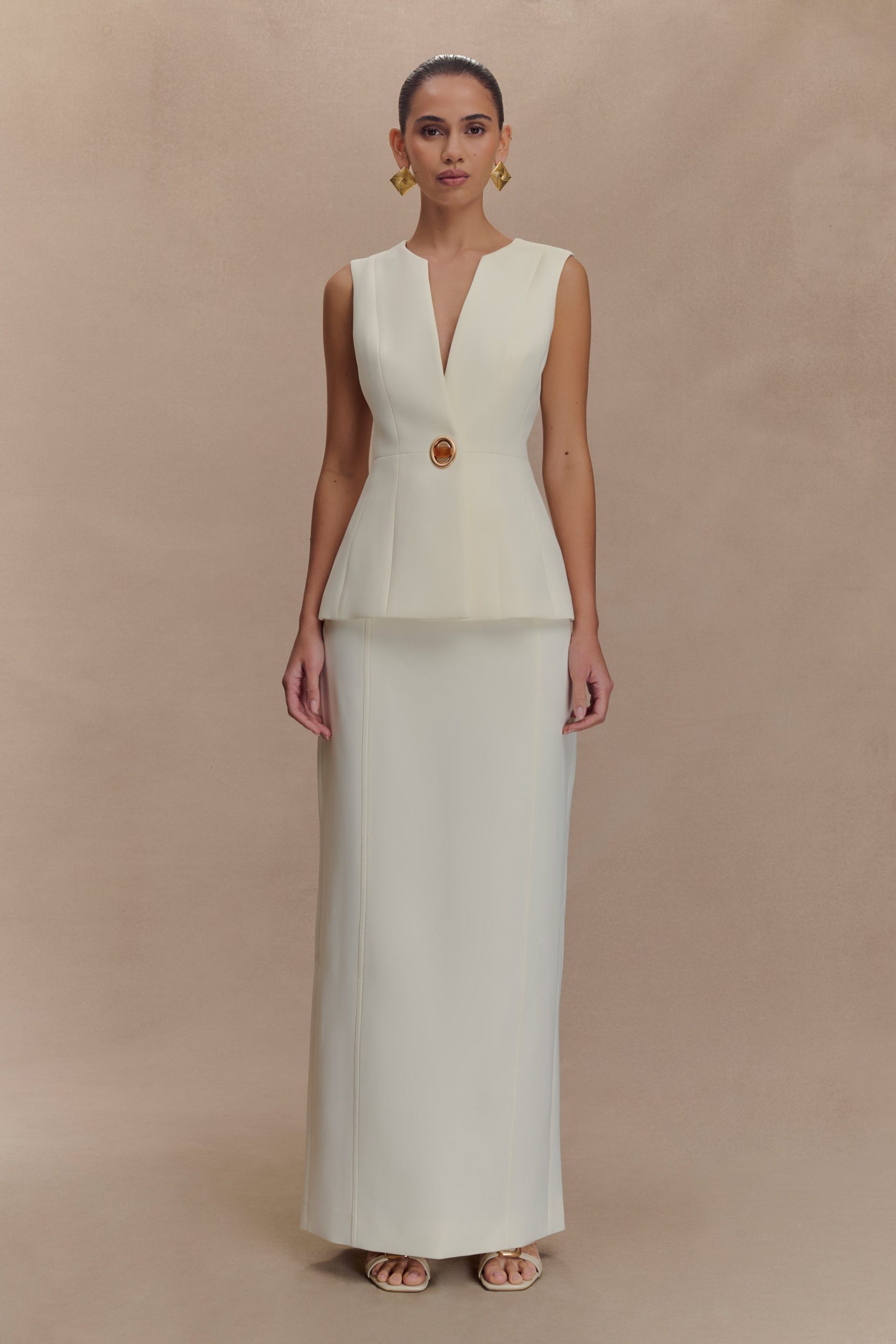 Angelie Suiting Vest Top - Ivory - Image 6
