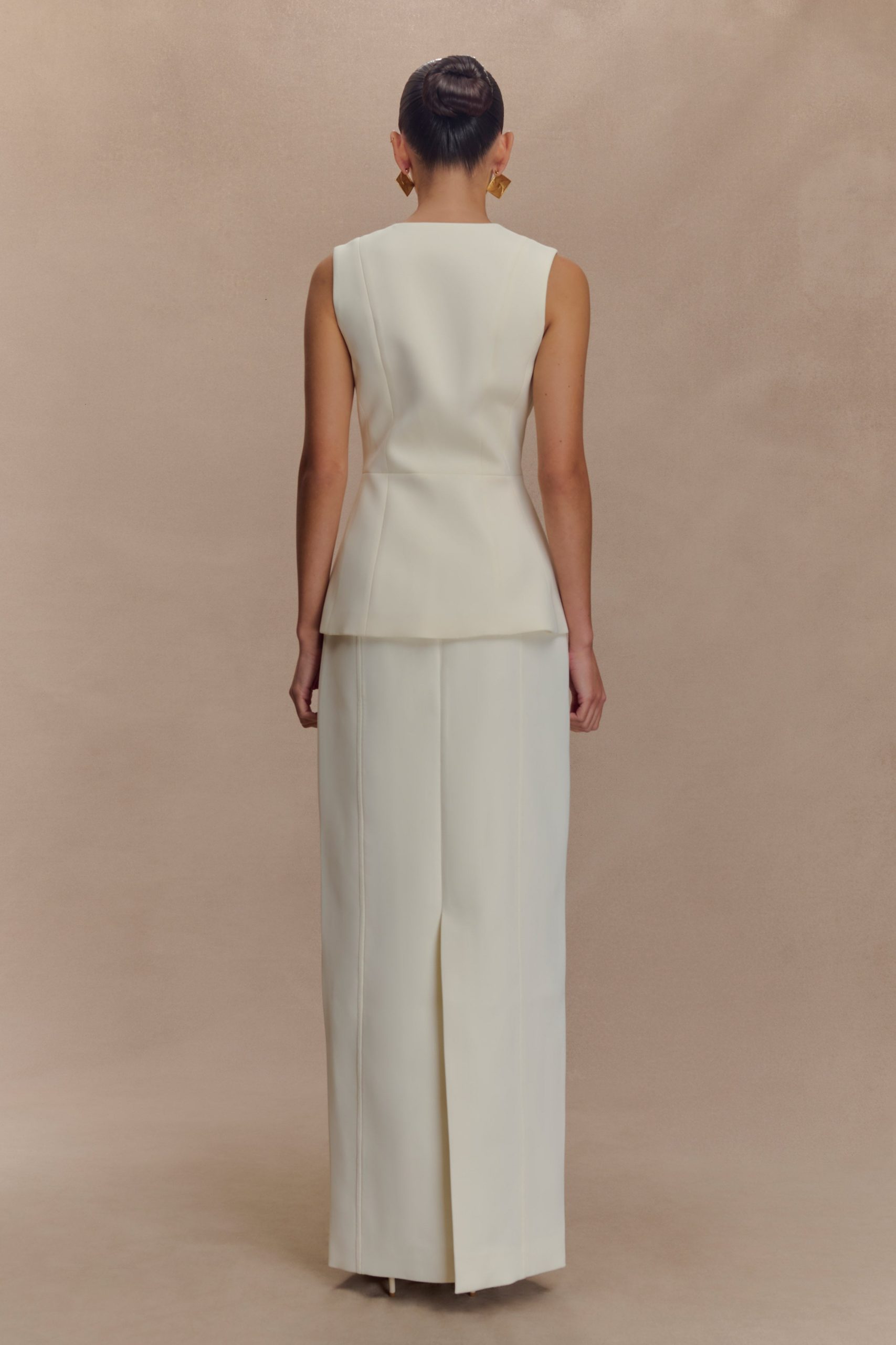 Angelie Suiting Vest Top - Ivory - Image 5