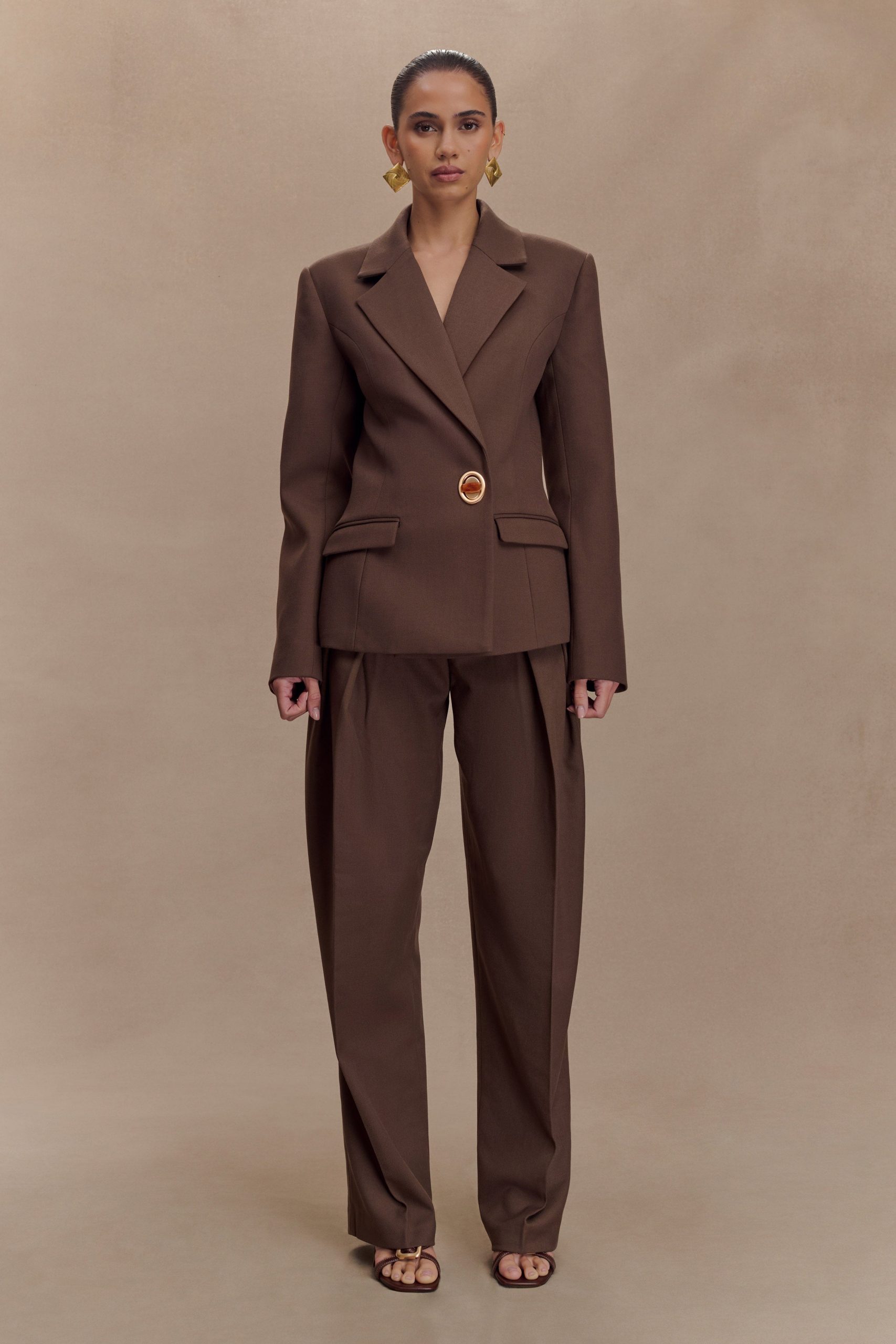 Penelope Pleated High Waisted Pants - Chocolate - Image 7