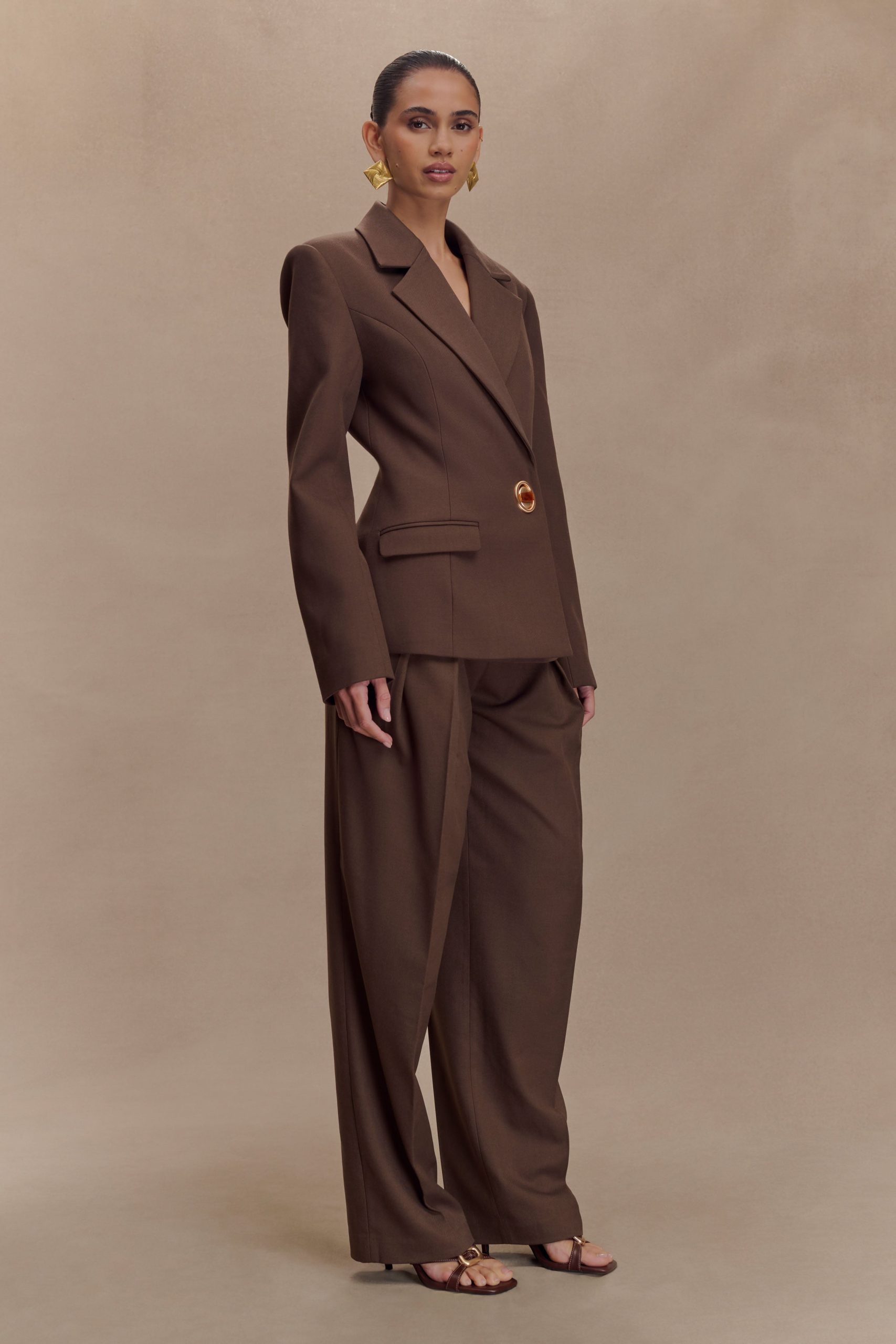 Max Cinched Waist Blazer - Chocolate - Image 5