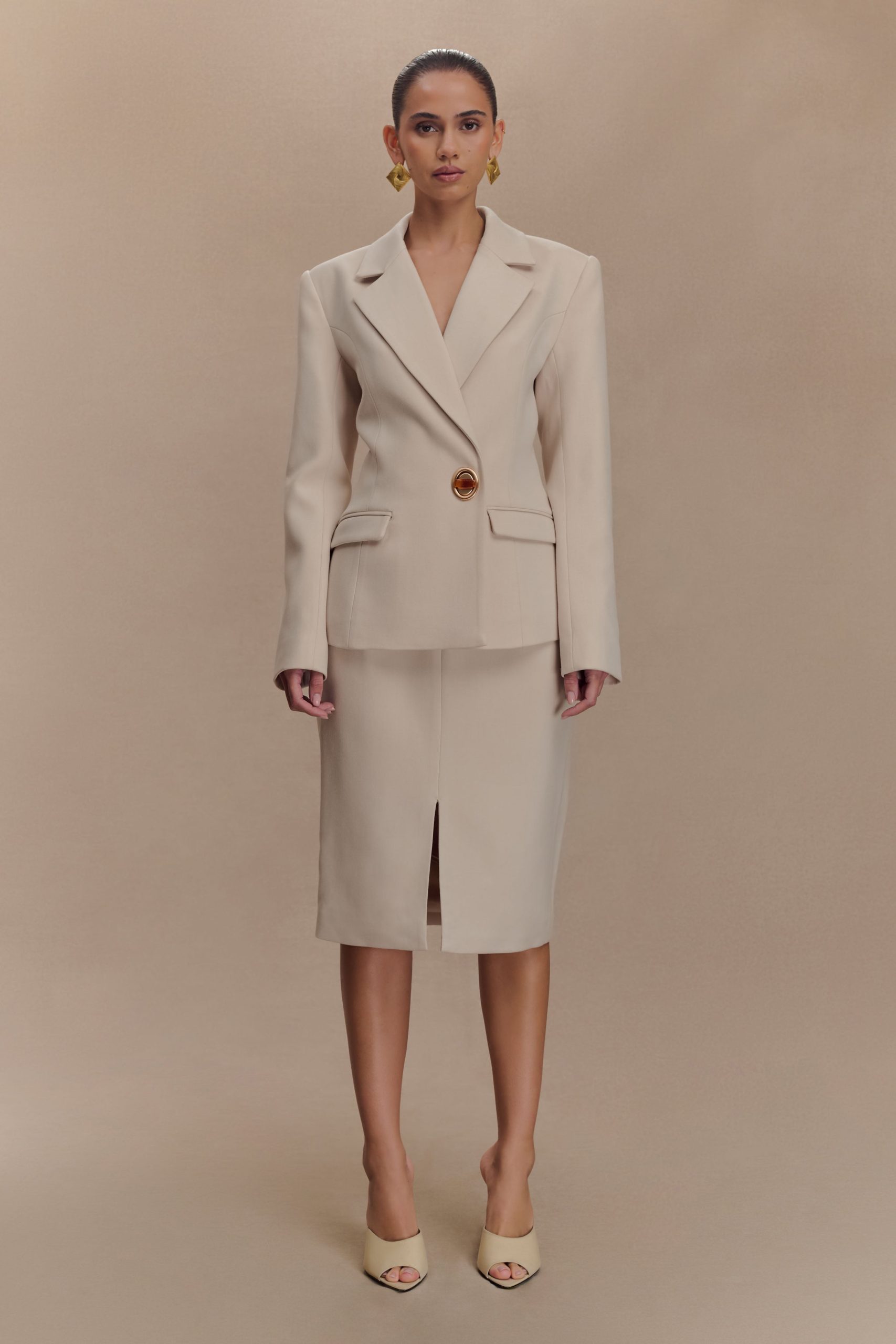 Max Cinched Waist Blazer - Ivory Stone - Image 6