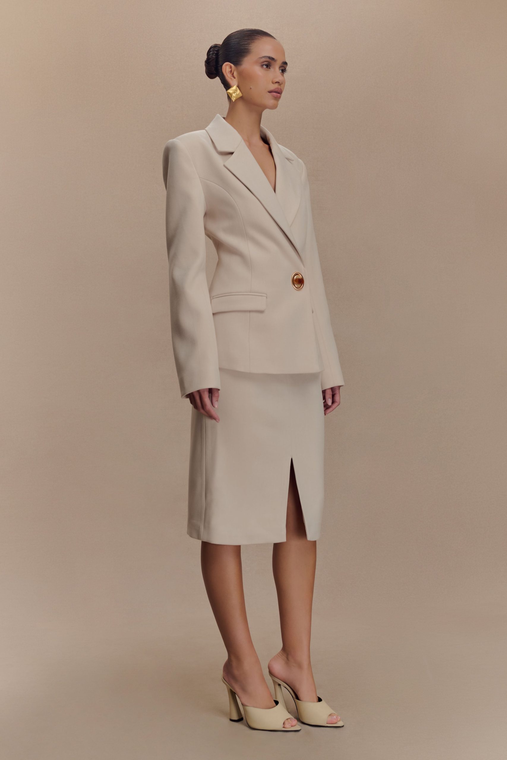 Max Cinched Waist Blazer - Ivory Stone - Image 4