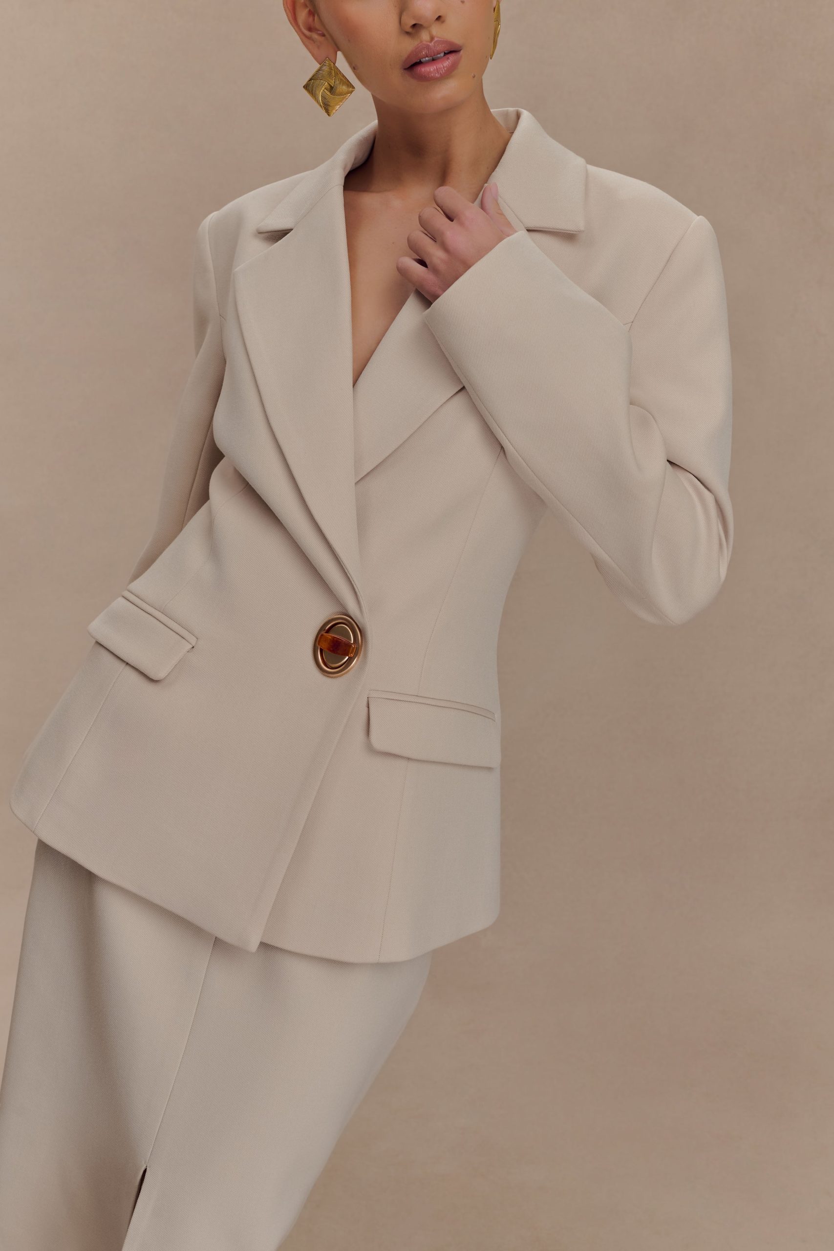 Max Cinched Waist Blazer - Ivory Stone - Image 3