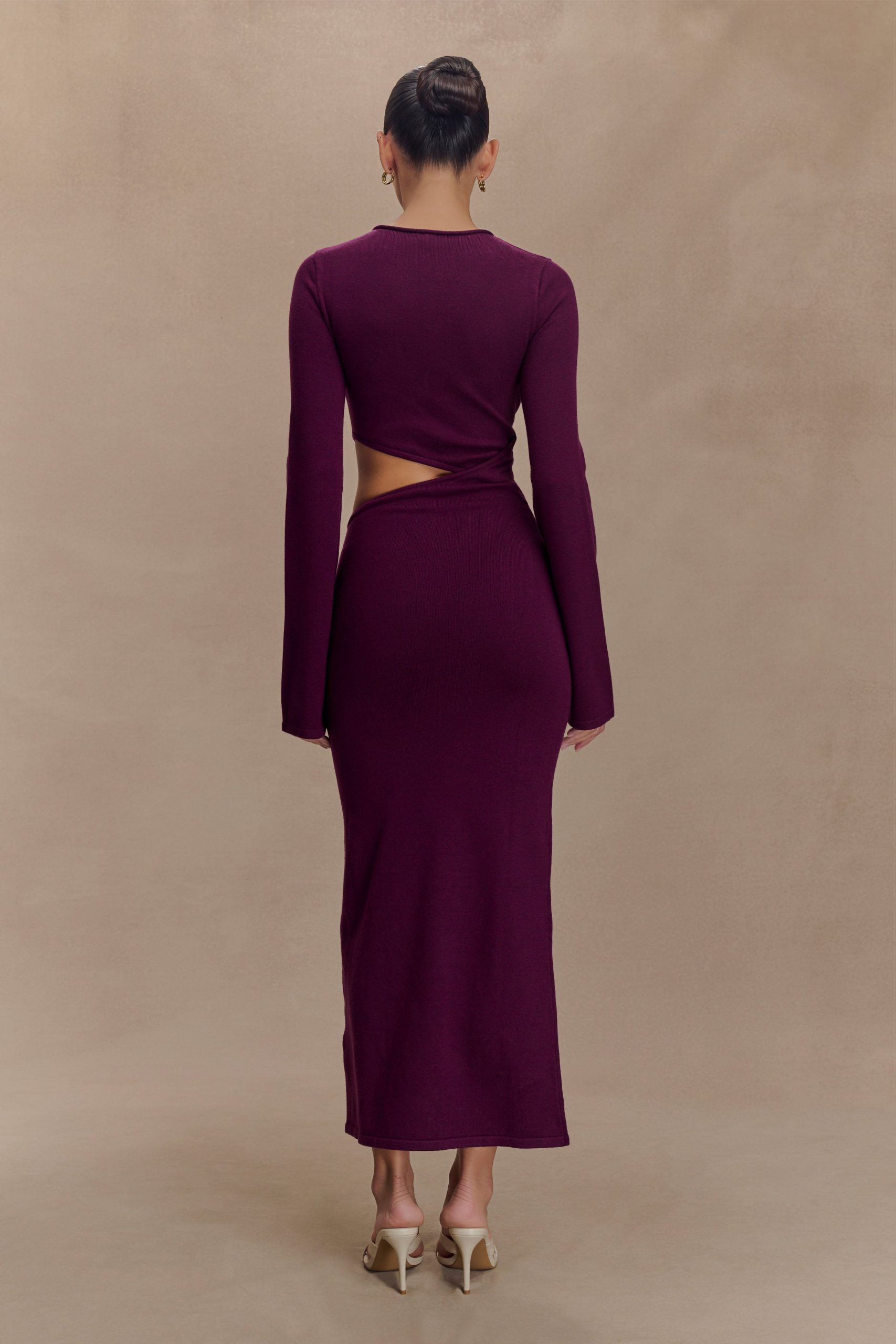 Azariah Long Sleeve Knit Midi Dress - Plum - Image 2