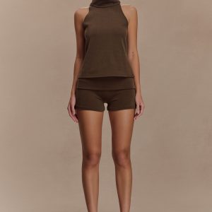Birdie Fold Over Shorts - Chocolate