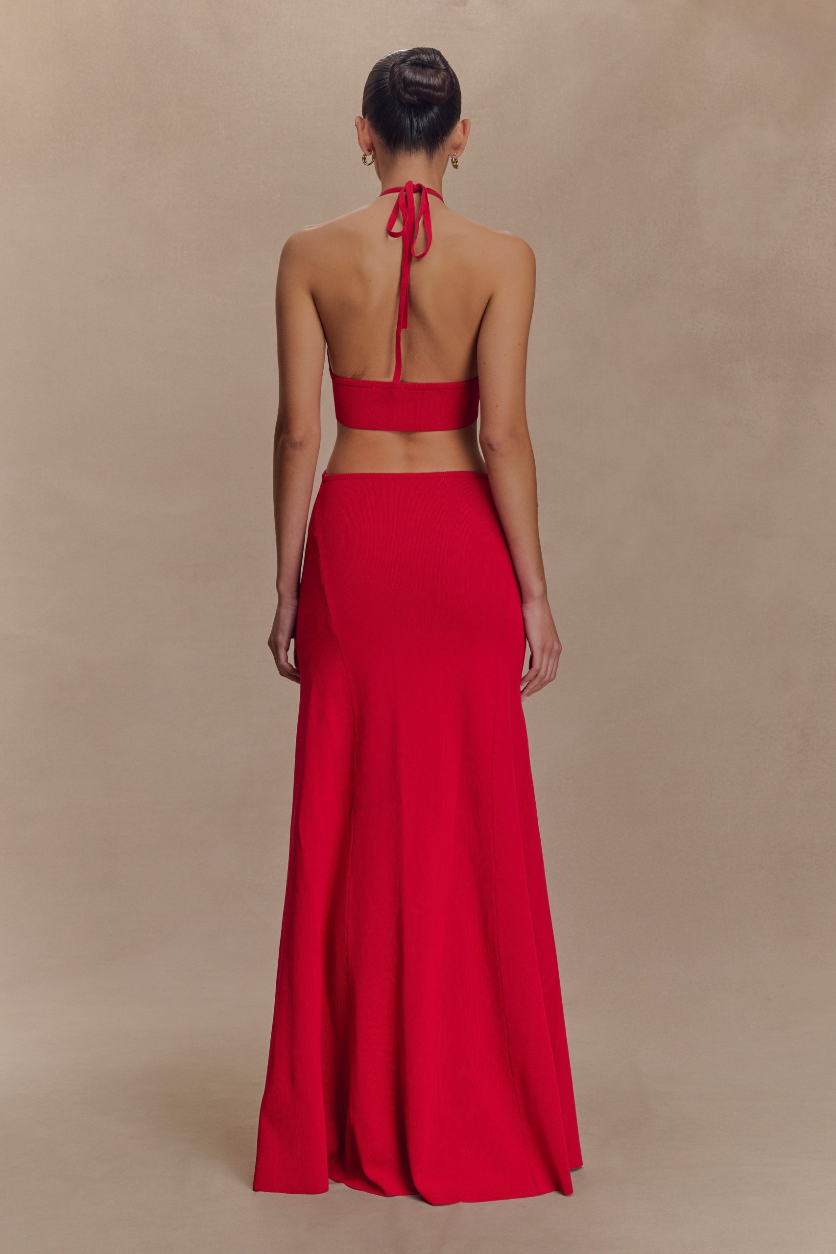 Marlowe Halter Knit Maxi Dress - Red - Image 4