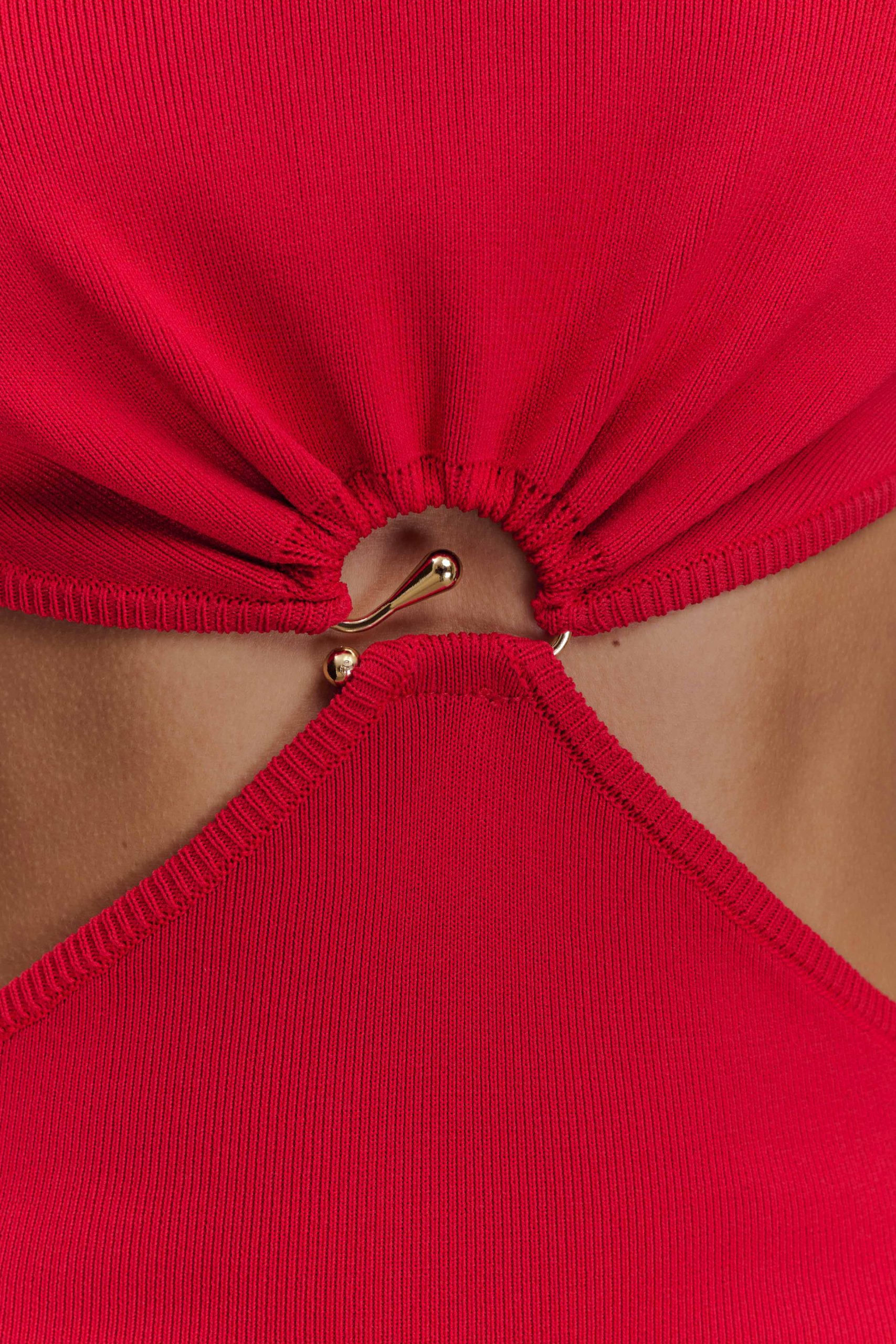 Marlowe Halter Knit Maxi Dress - Red - Image 7