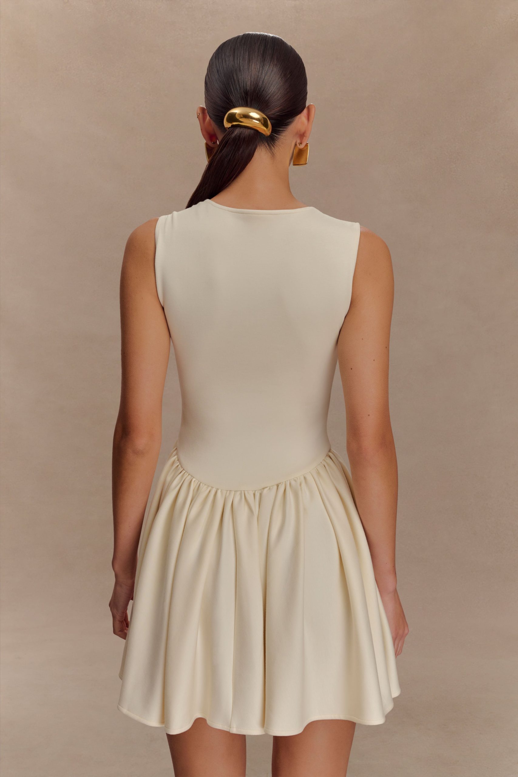 Sharon Scuba Jersey Mini Dress - Ivory - Image 2