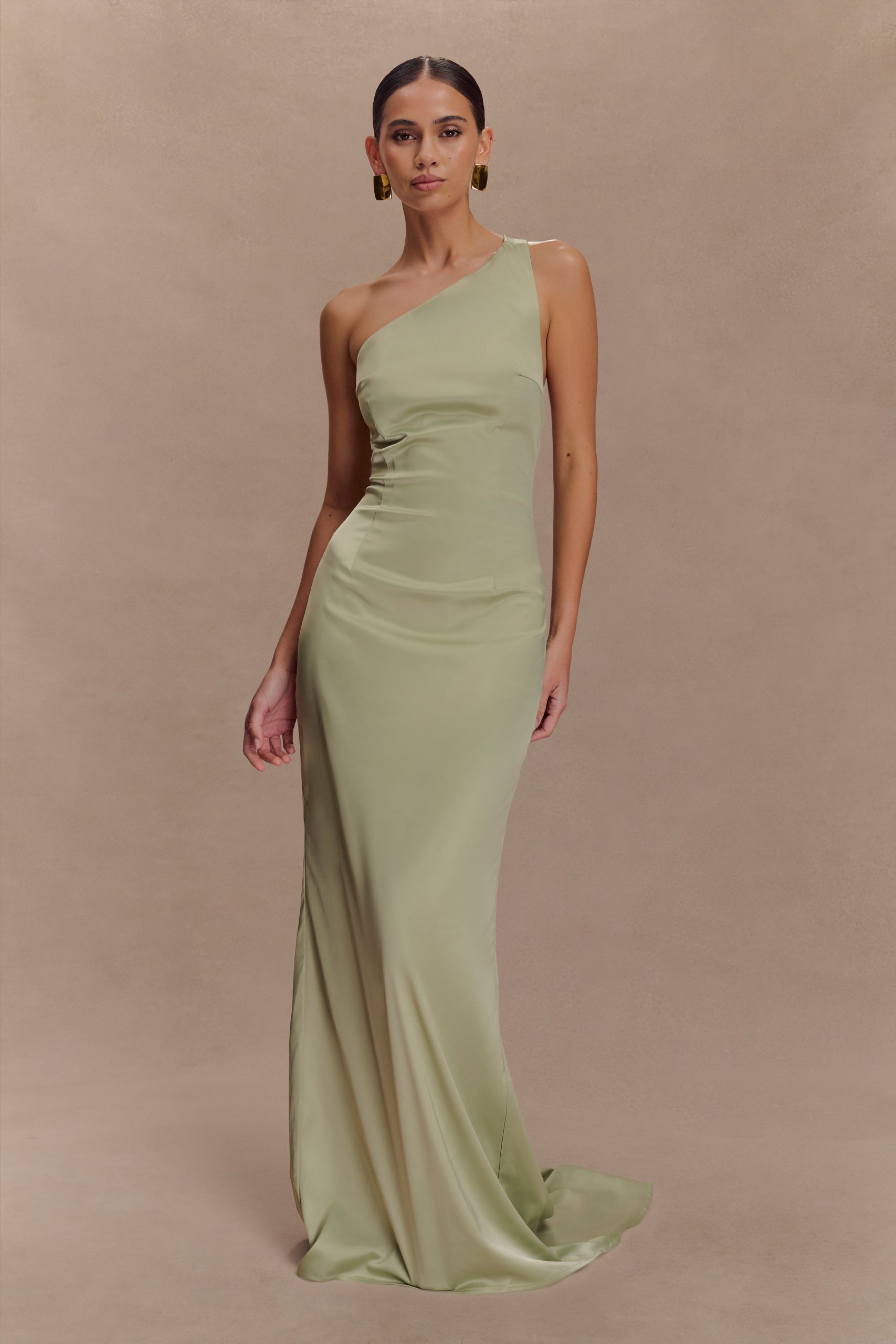 Harper One Shoulder Gown - Sage - Image 5