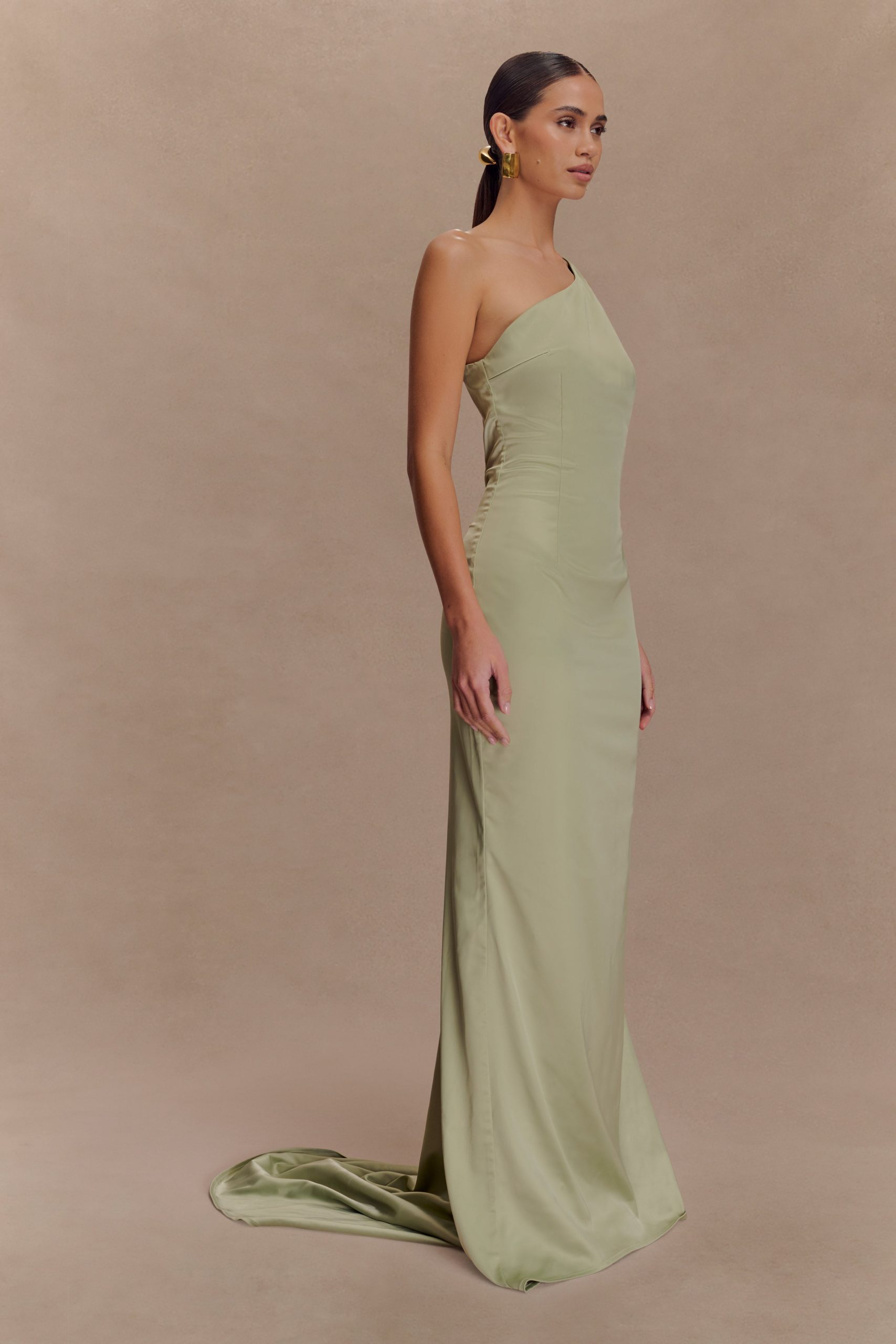 Harper One Shoulder Gown - Sage - Image 4