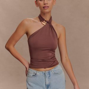 Mariposa Slinky Halter Top - Chocolate